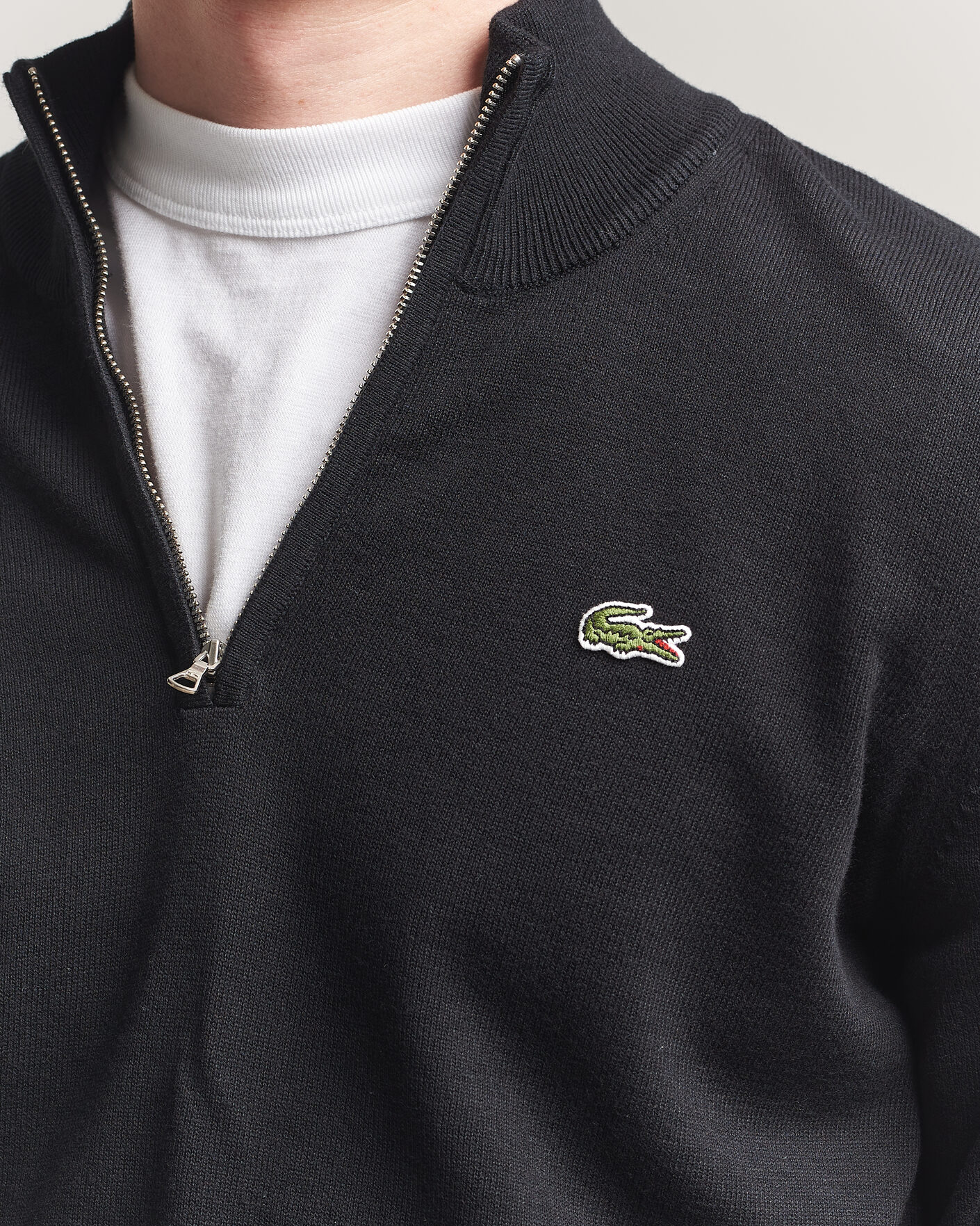 Herren | Pullover | Lacoste | Cotton Knitted Half Zip Black