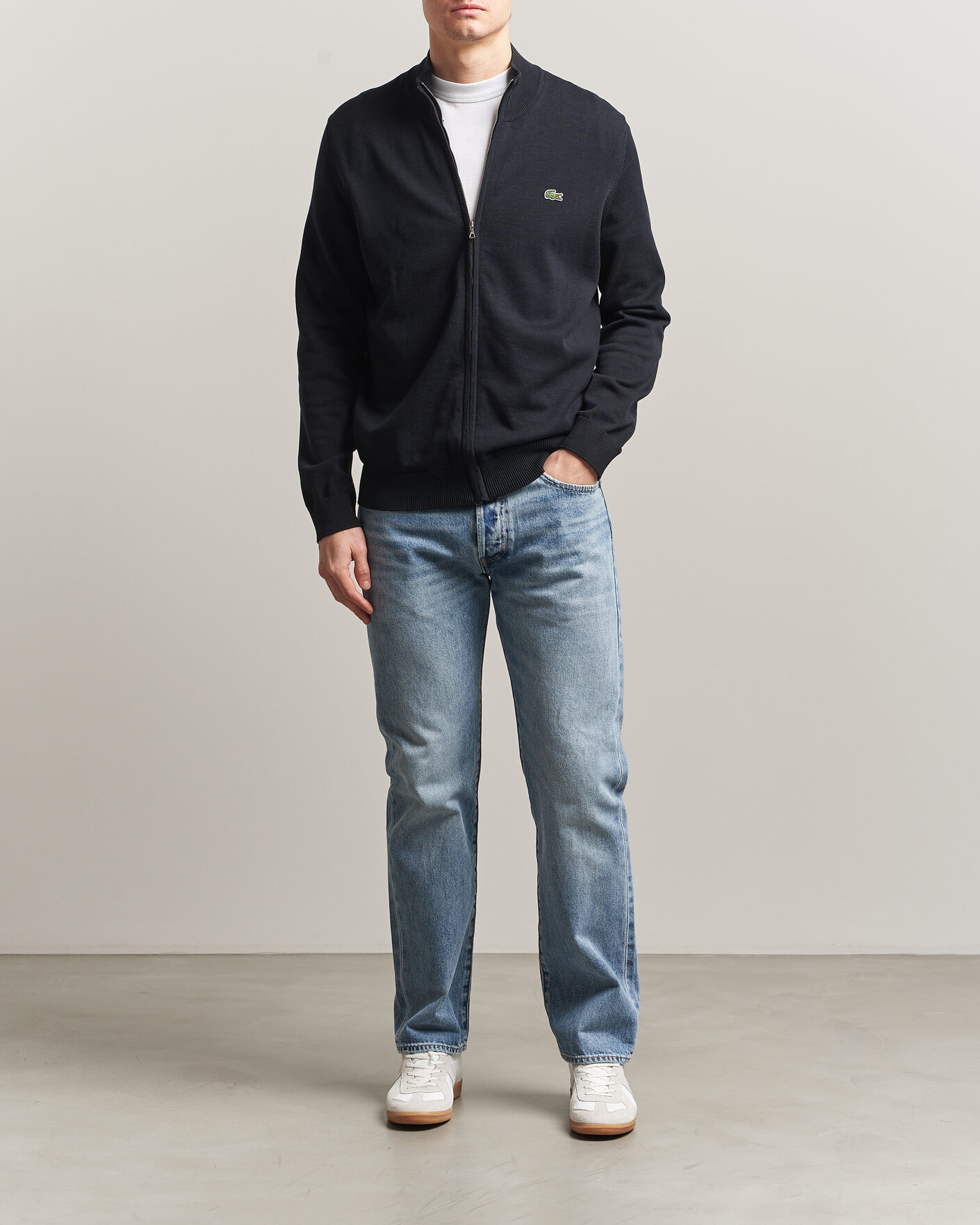 Herren | Pullover | Lacoste | Cotton Knitted Full Zip Black