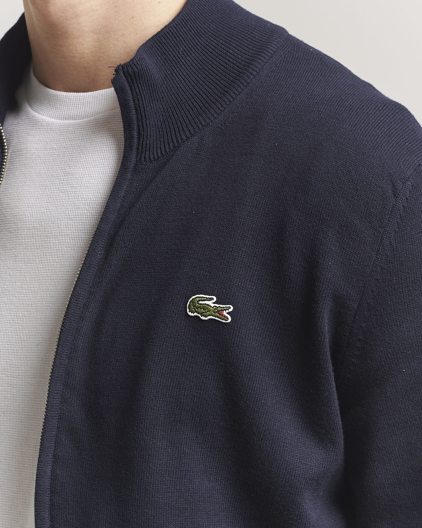 Herren | Pullover | Lacoste | Cotton Knitted Full Zip Navy Blue