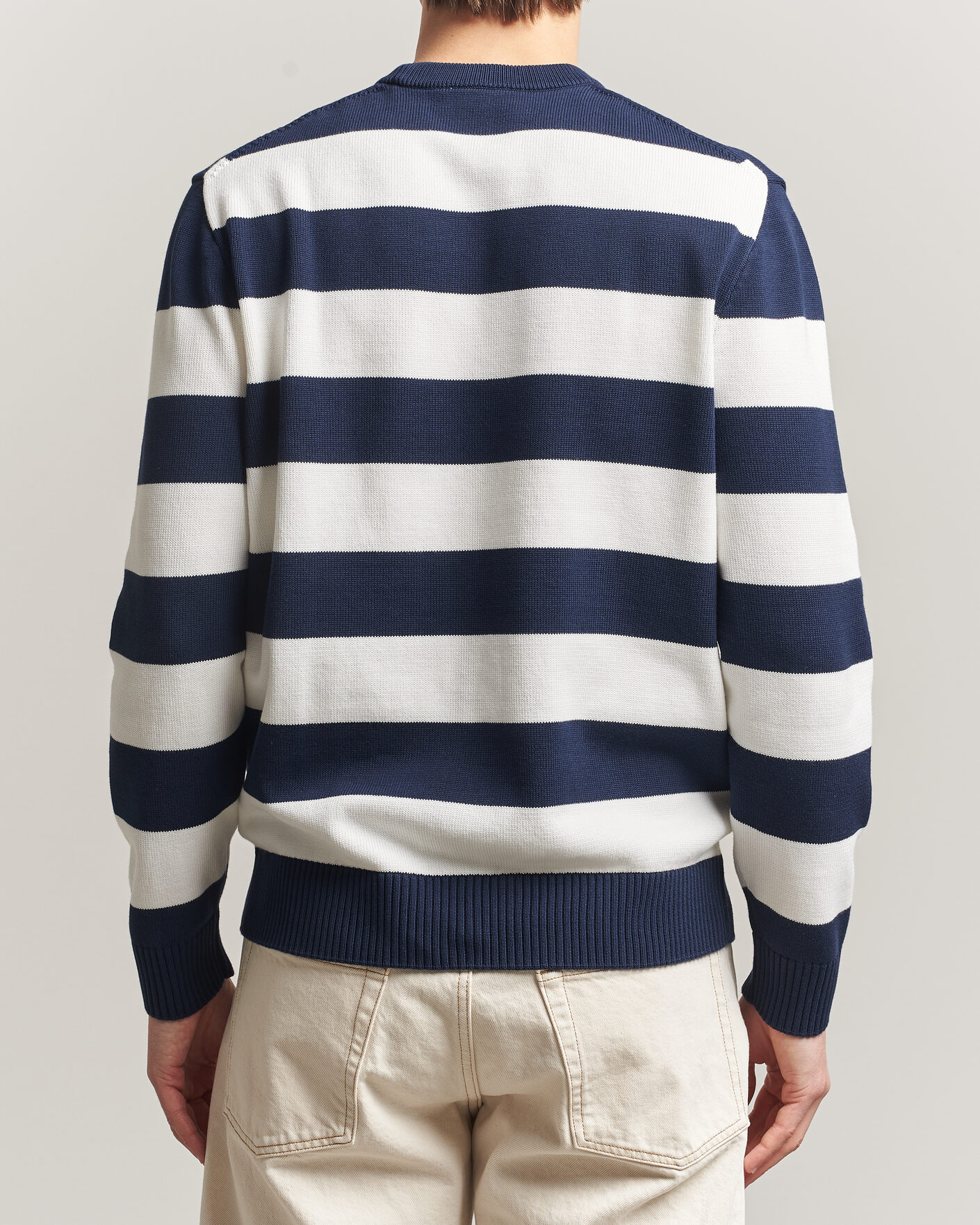 Herren | Pullover | Lacoste | Cotton Knitted Striped Sweater Navy Blue/Flour