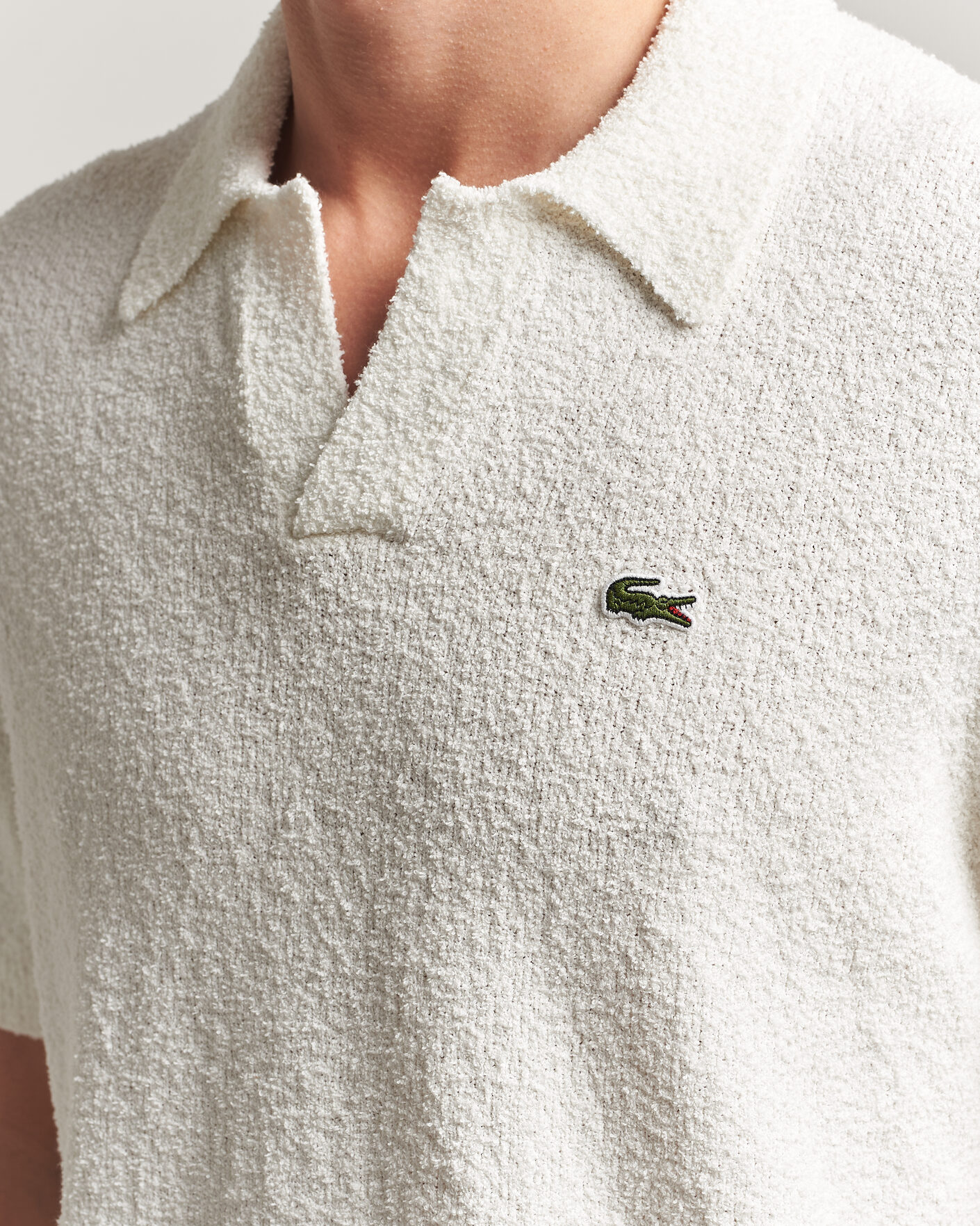 Herren | Poloshirts | Lacoste | Cotton Bouclé Open Collar Polo Flour