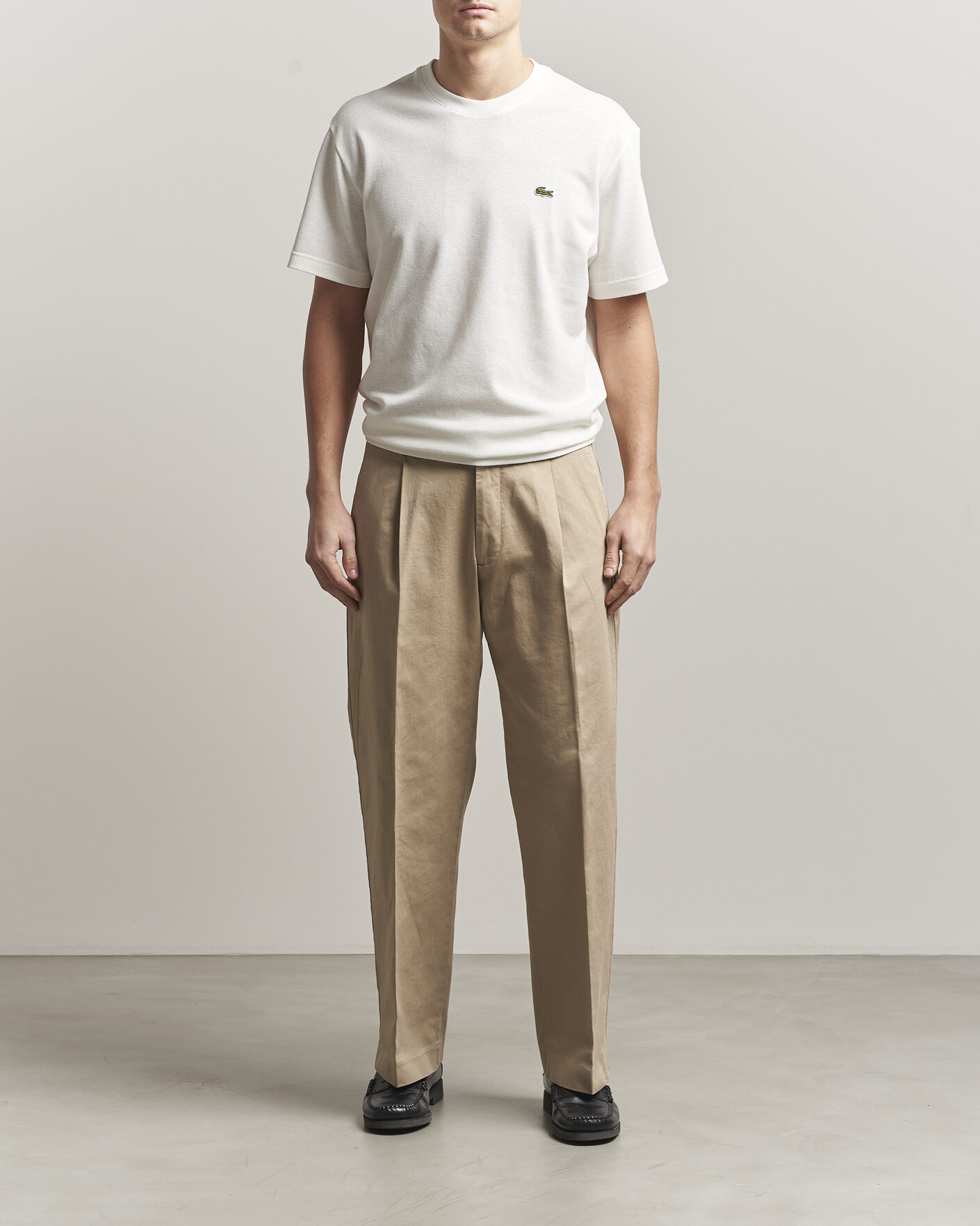 Herren | T-Shirts | Lacoste | Cotton/Linen Pique T-Shirt Flour