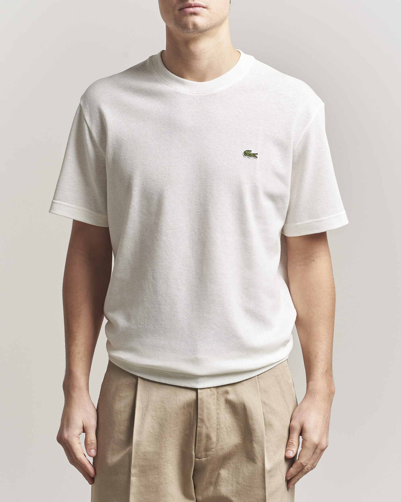 Herren | T-Shirts | Lacoste | Cotton/Linen Pique T-Shirt Flour