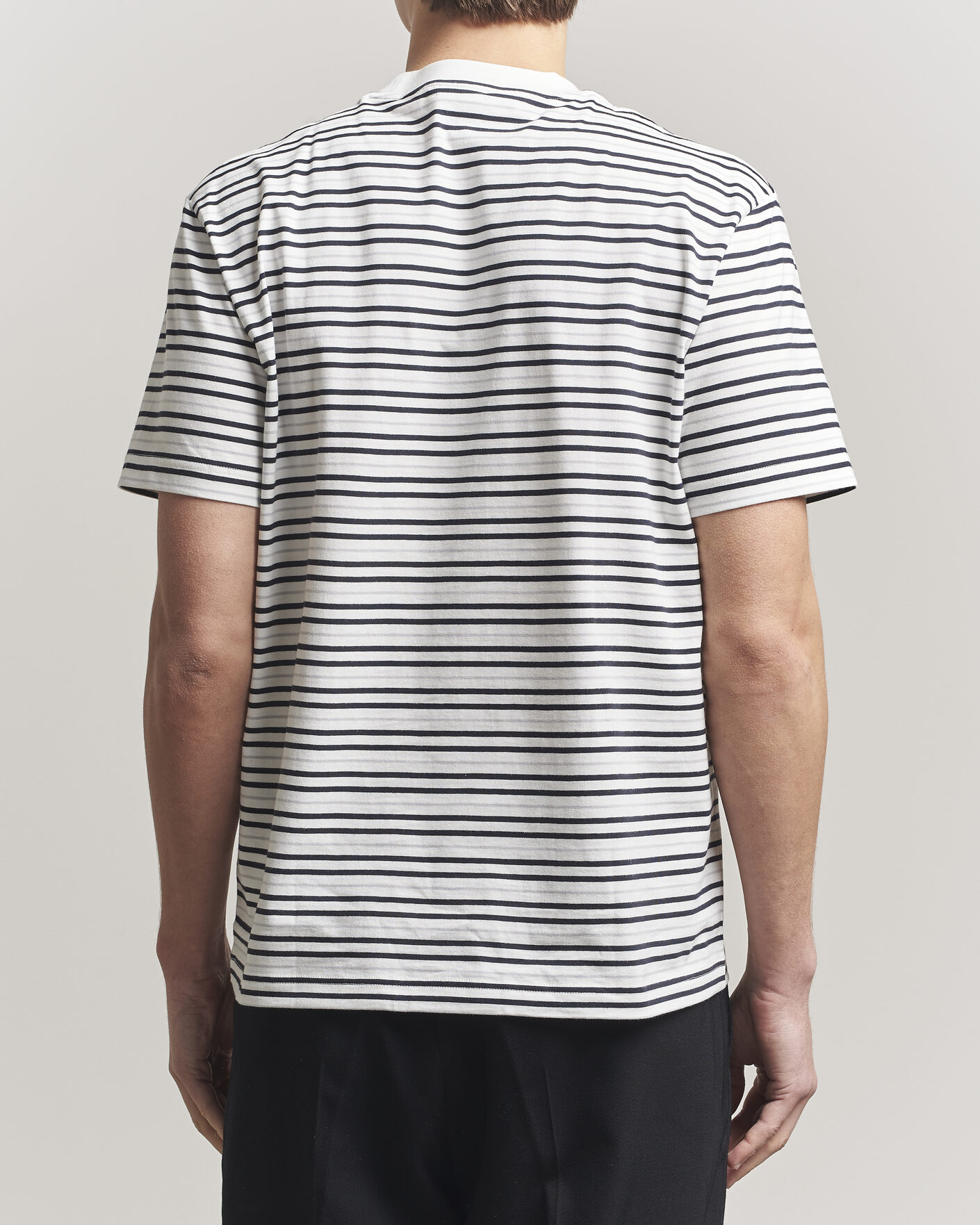 Herren | T-Shirts | Lacoste | Cotton Striped T-Shirt Blackbird/Flour