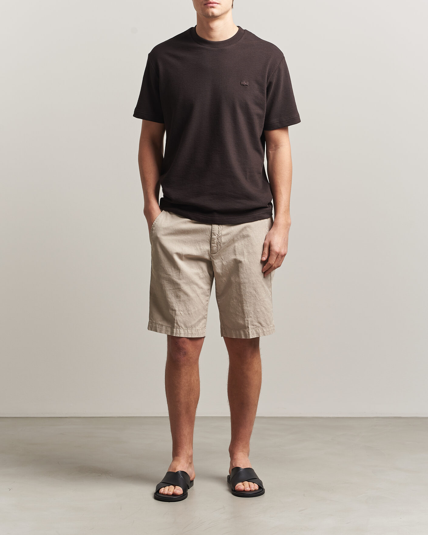 Herren | T-Shirts | Lacoste | Textured Cotton T-Shirt Buffalo Brown