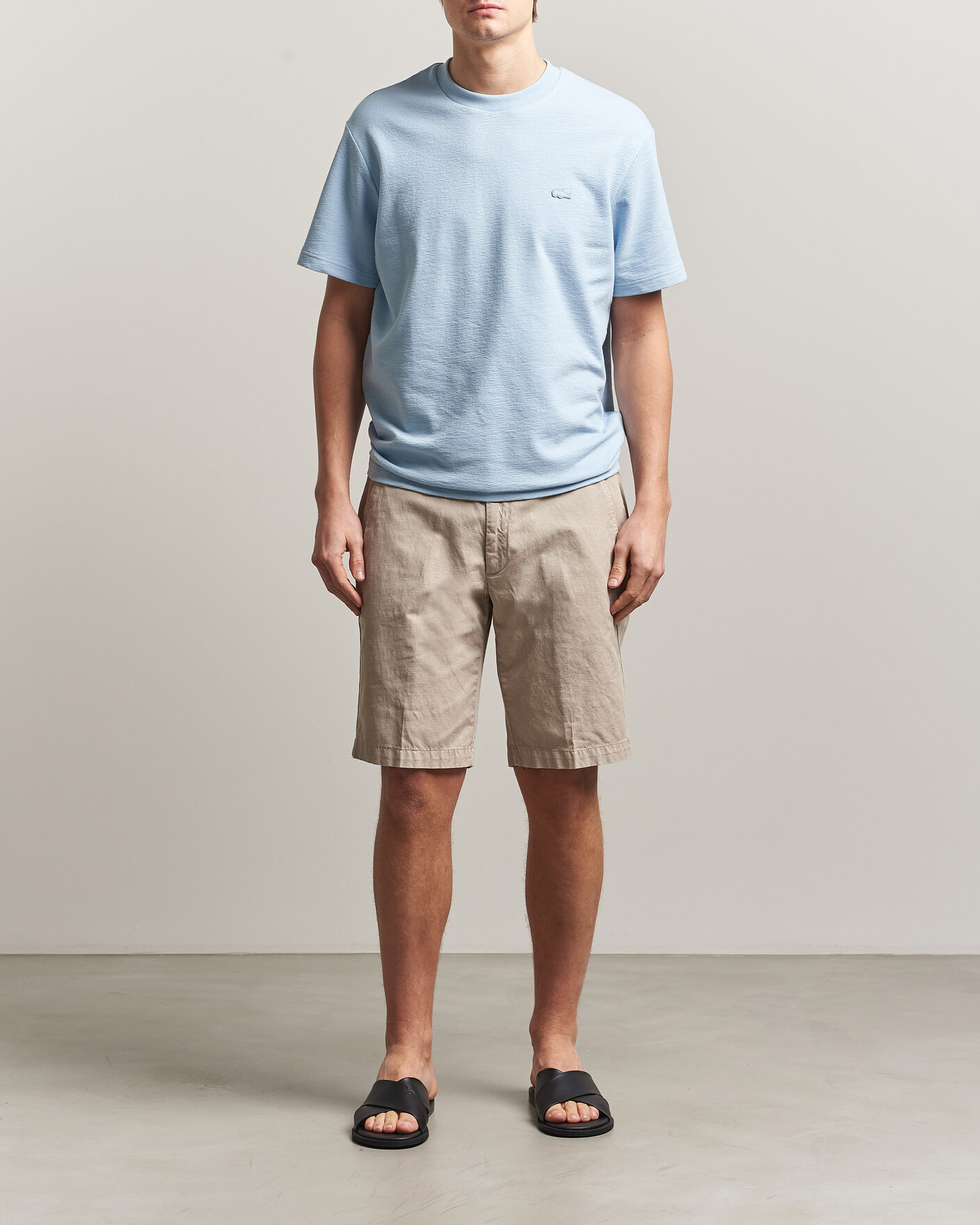 Herren | T-Shirts | Lacoste | Textured Cotton T-Shirt Light Blue