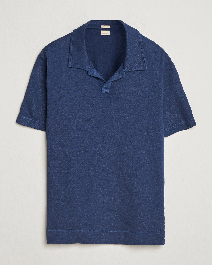 Herren | Poloshirts | Massimo Alba | Aruba Cotton/Linen Polo Midnight Blue
