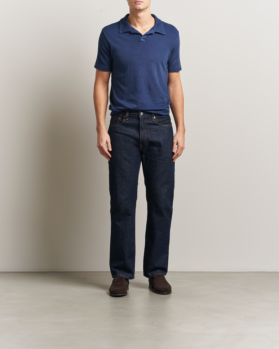 Herren | Poloshirts | Massimo Alba | Aruba Cotton/Linen Polo Midnight Blue