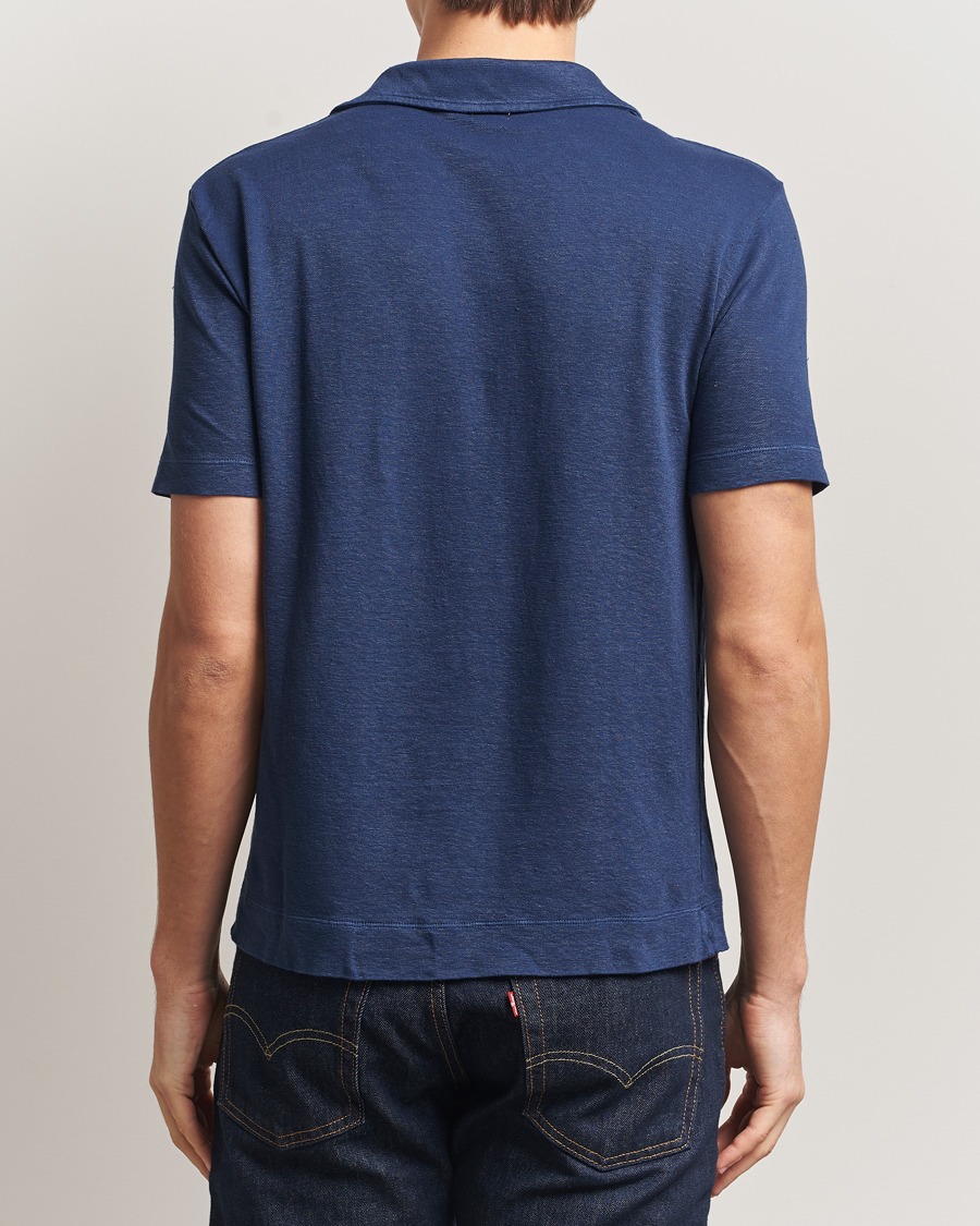 Herren | Poloshirts | Massimo Alba | Aruba Cotton/Linen Polo Midnight Blue