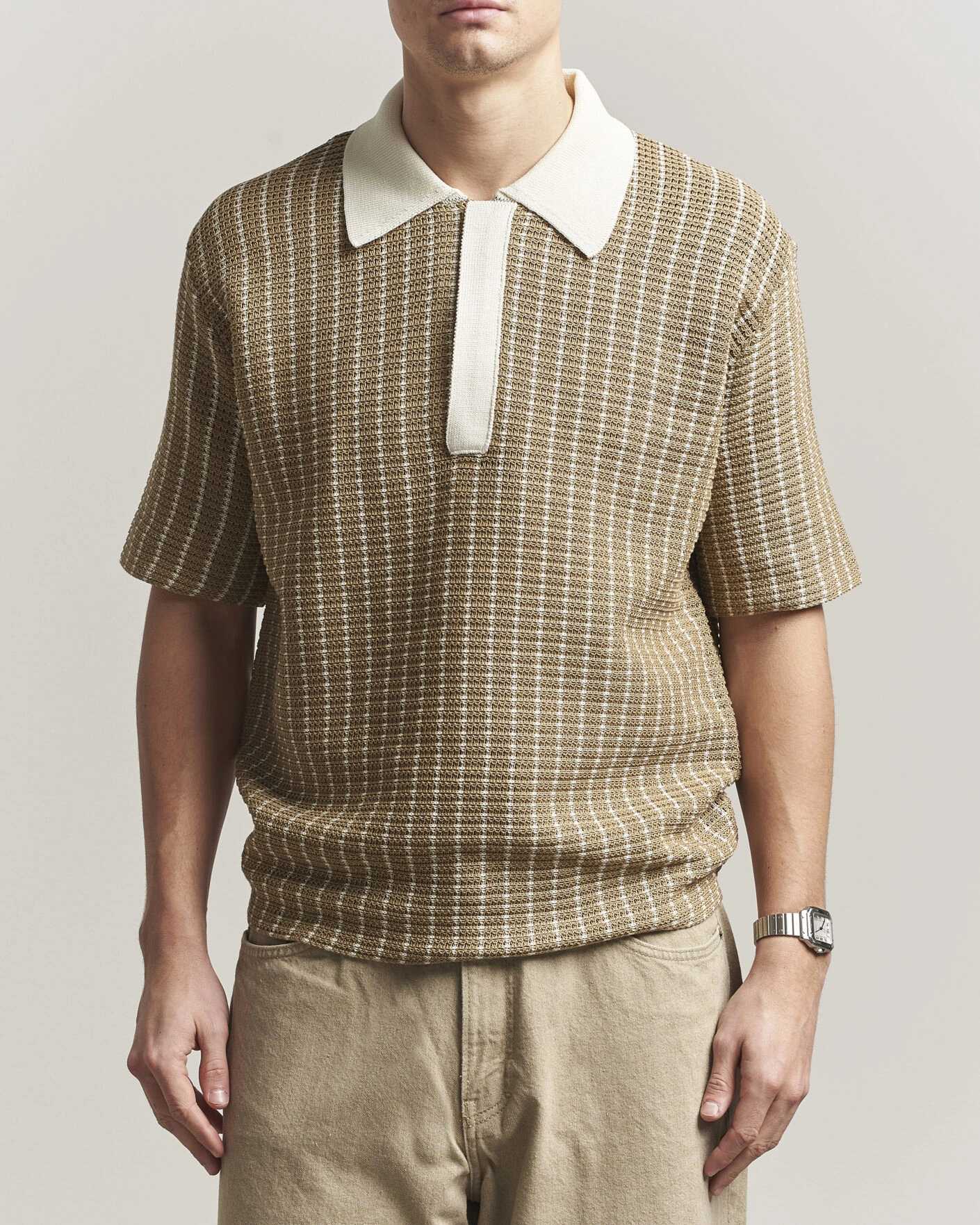 Herren | Poloshirts | Jil Sander | Net Stitch Knitted Polo Tobacco