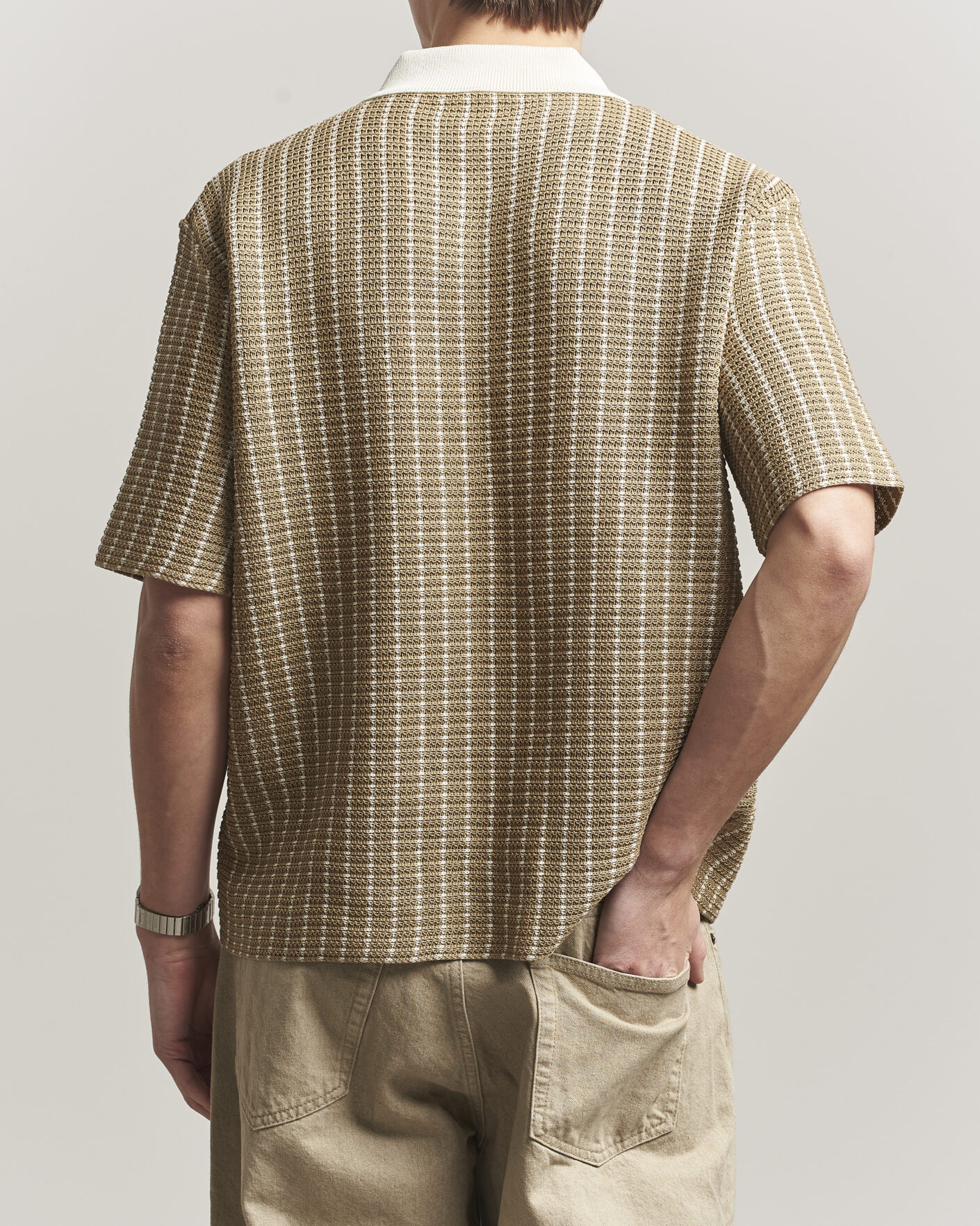 Herren | Poloshirts | Jil Sander | Net Stitch Knitted Polo Tobacco