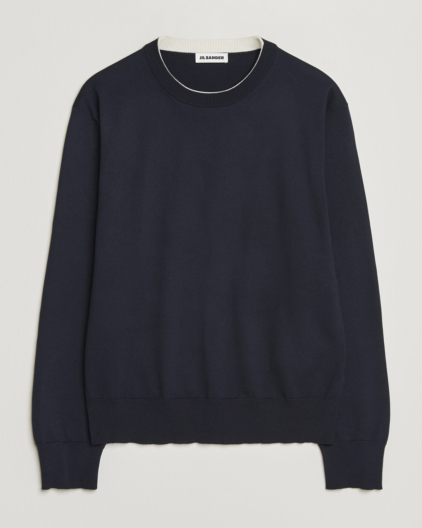 Herren | Pullover | Jil Sander | Fine Cotton Contrast Pullover Navy