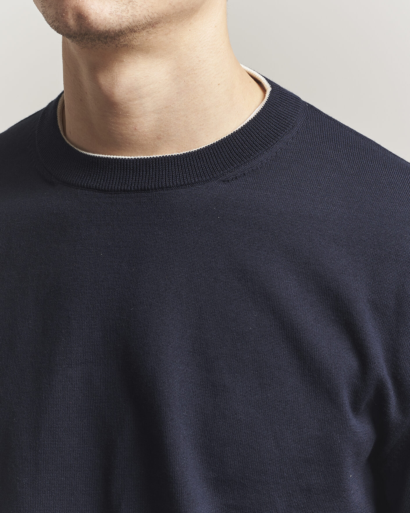 Herren | Pullover | Jil Sander | Fine Cotton Contrast Pullover Navy