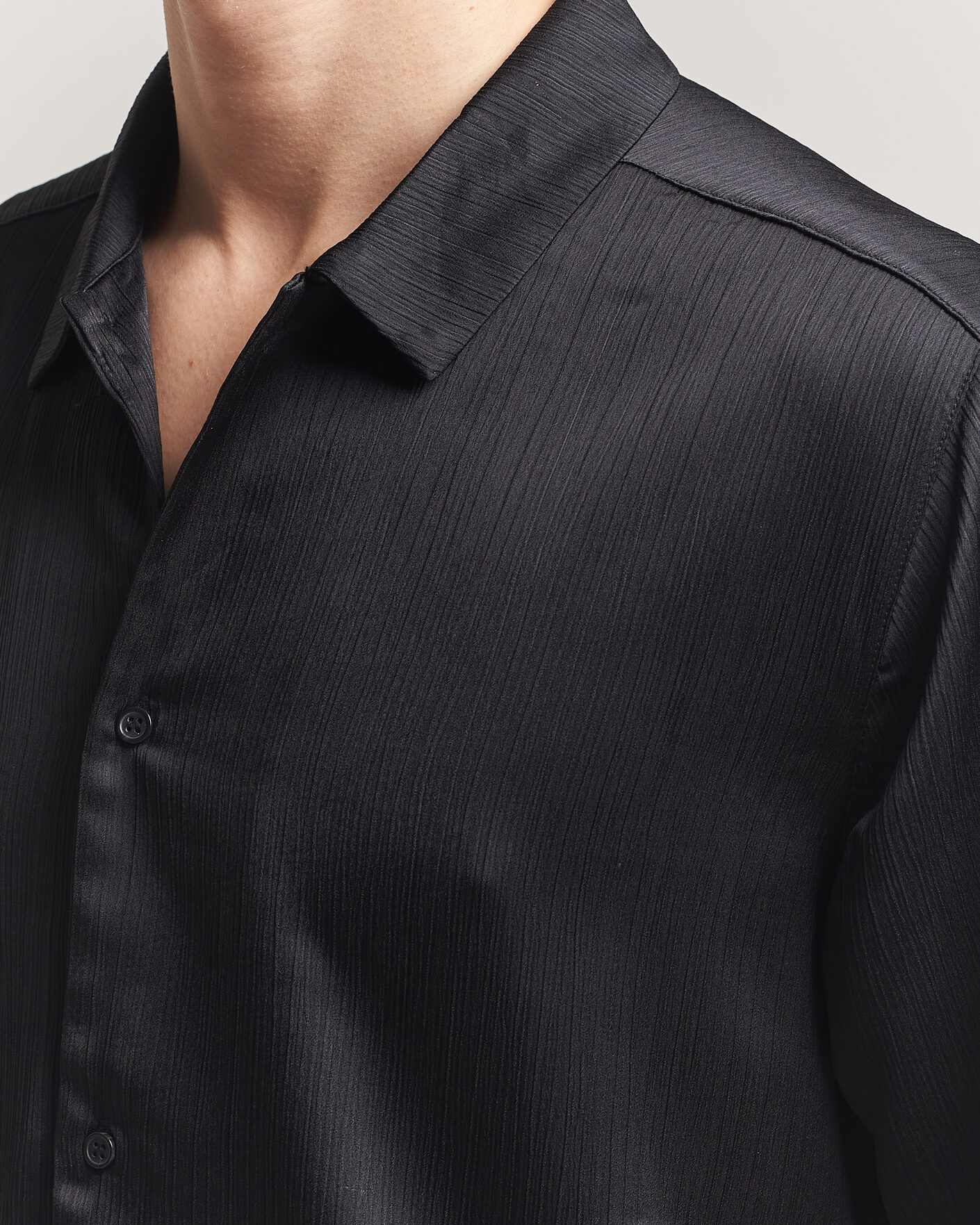 Herren | Hemden | LES DEUX | Hector Plissé Short Sleeve Shirt Black
