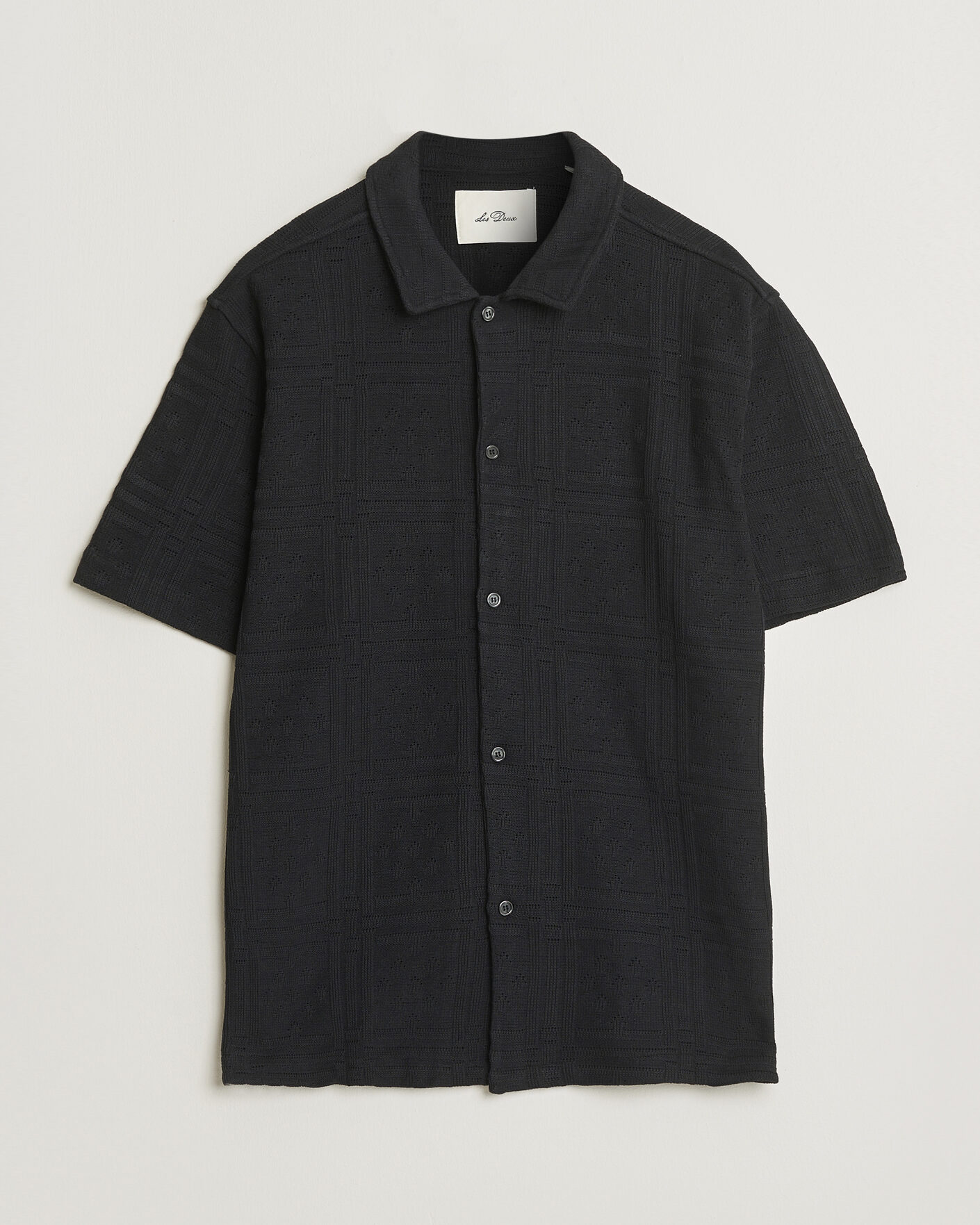 Herren | Hemden | LES DEUX | Hector Pointelle Short Sleeve Shirt Black