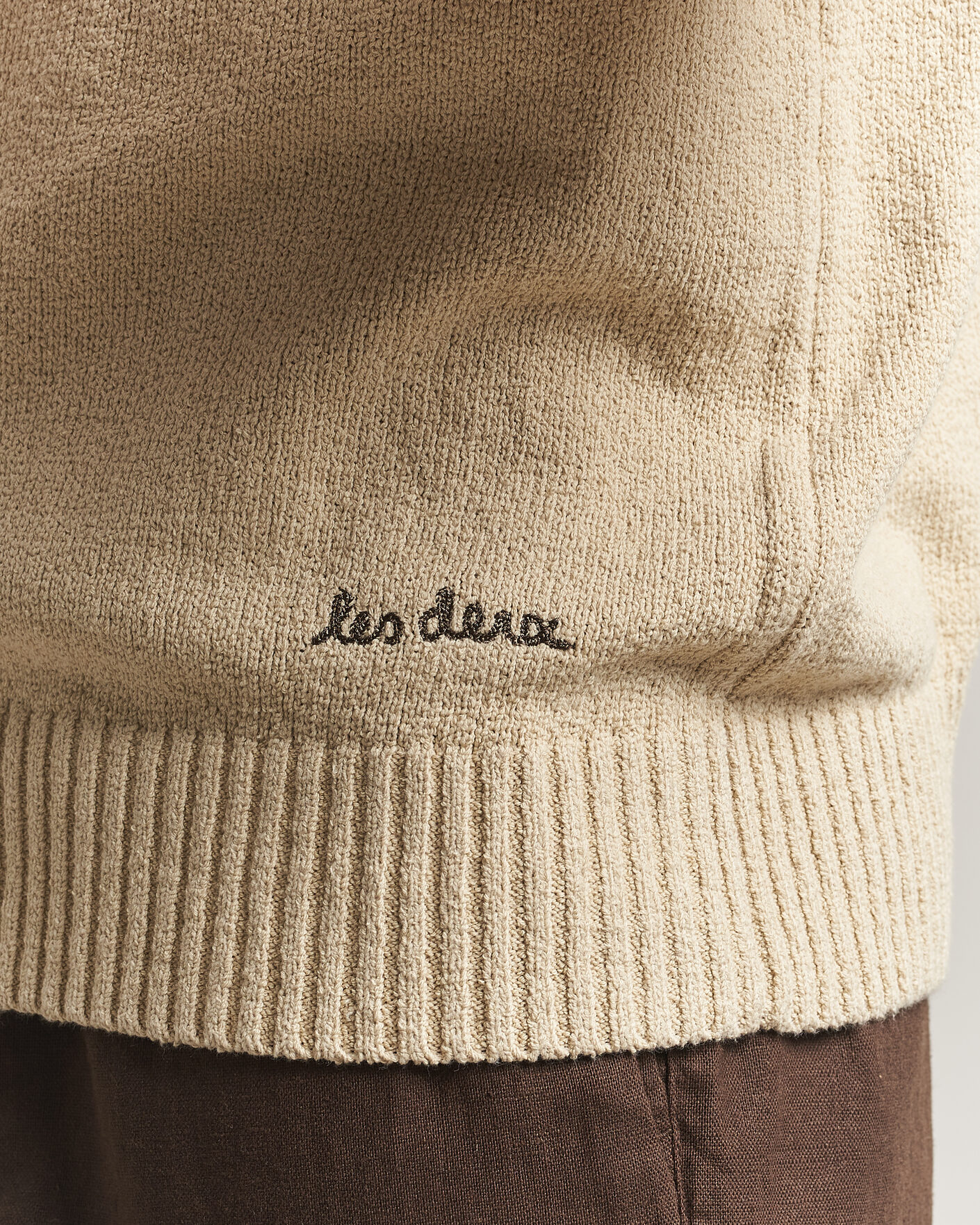 Herren | Pullover | LES DEUX | Brad Knitted Roundneck Oyster Grey/White