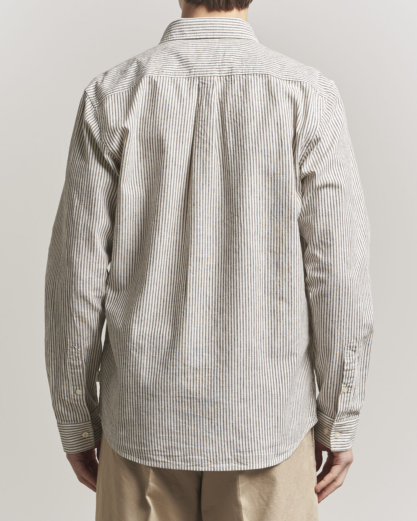 Herren | Hemden | LES DEUX | Konrad Striped Cotton/Linen Shirt Teak Brown