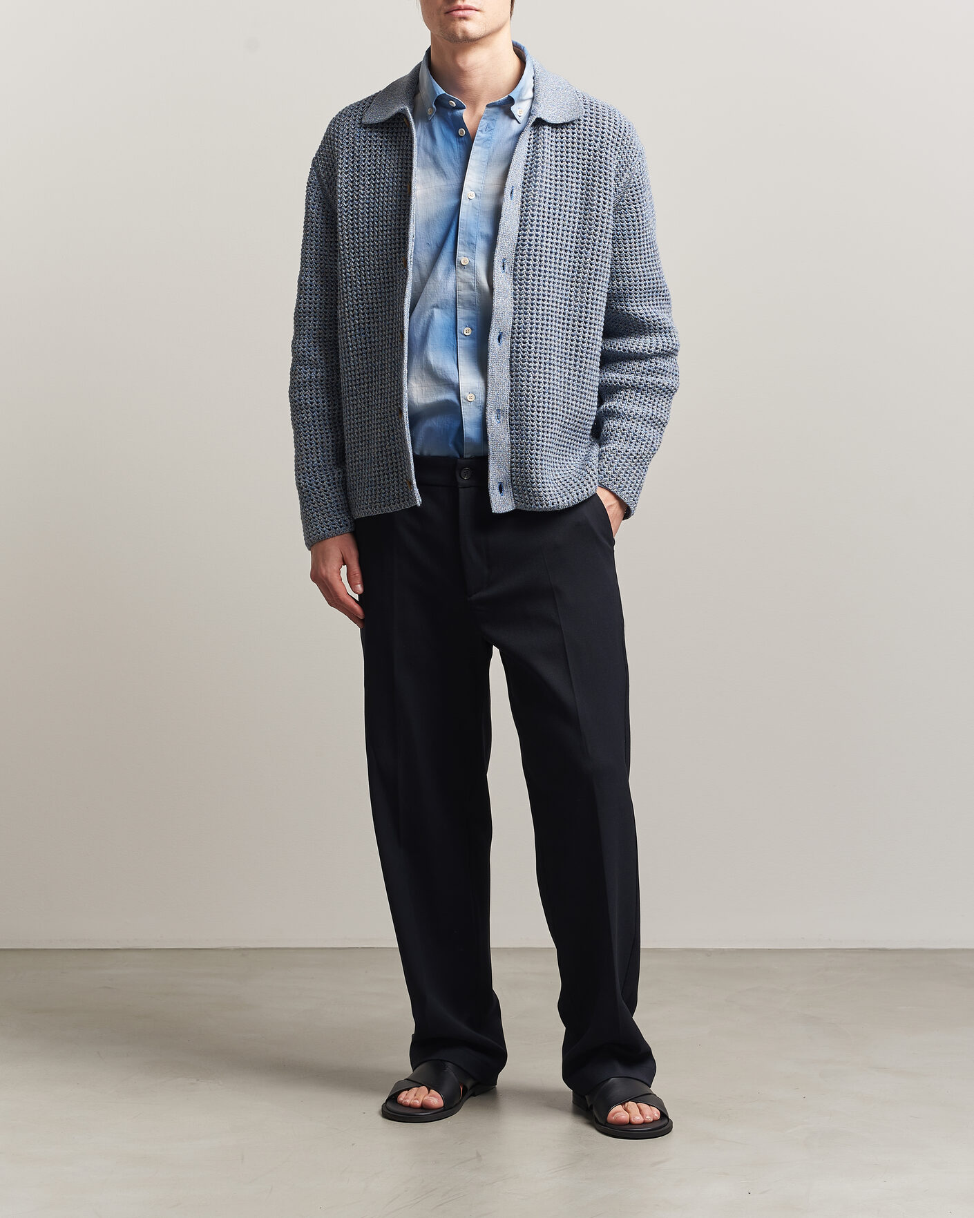 Herren | Pullover | LES DEUX | Gerald Knitted Shirt Dark Denim Blue