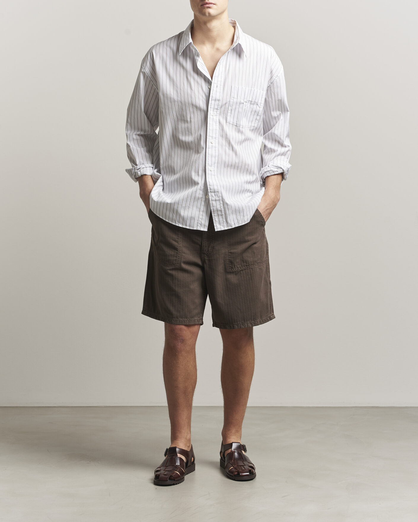 Herren | Shorts | Jeanerica | Genua Worker Chino Shorts Chevron Brown