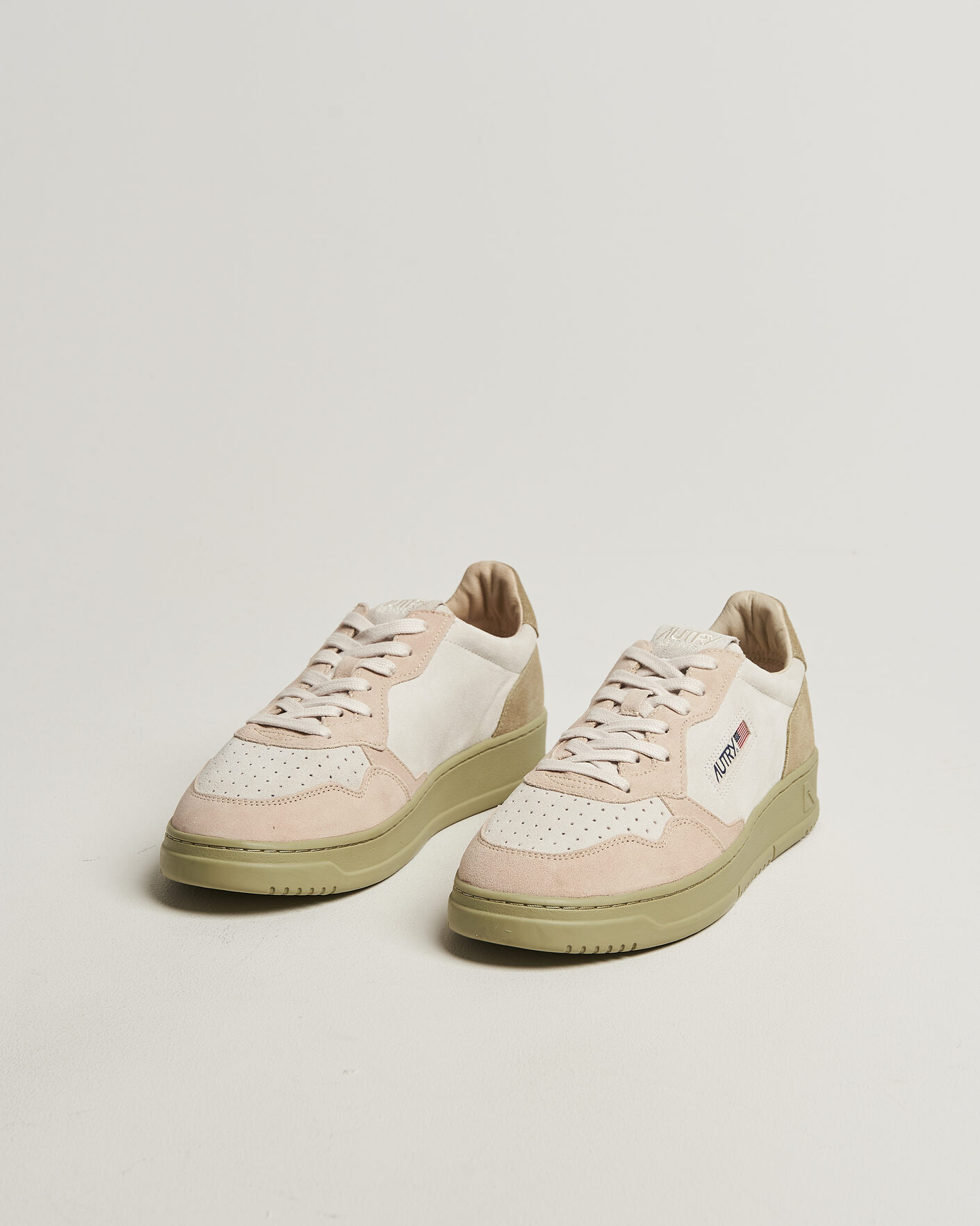 Herren | Sneaker | Autry | Medalist Low Suede Mix Sneaker Green/White/Sand