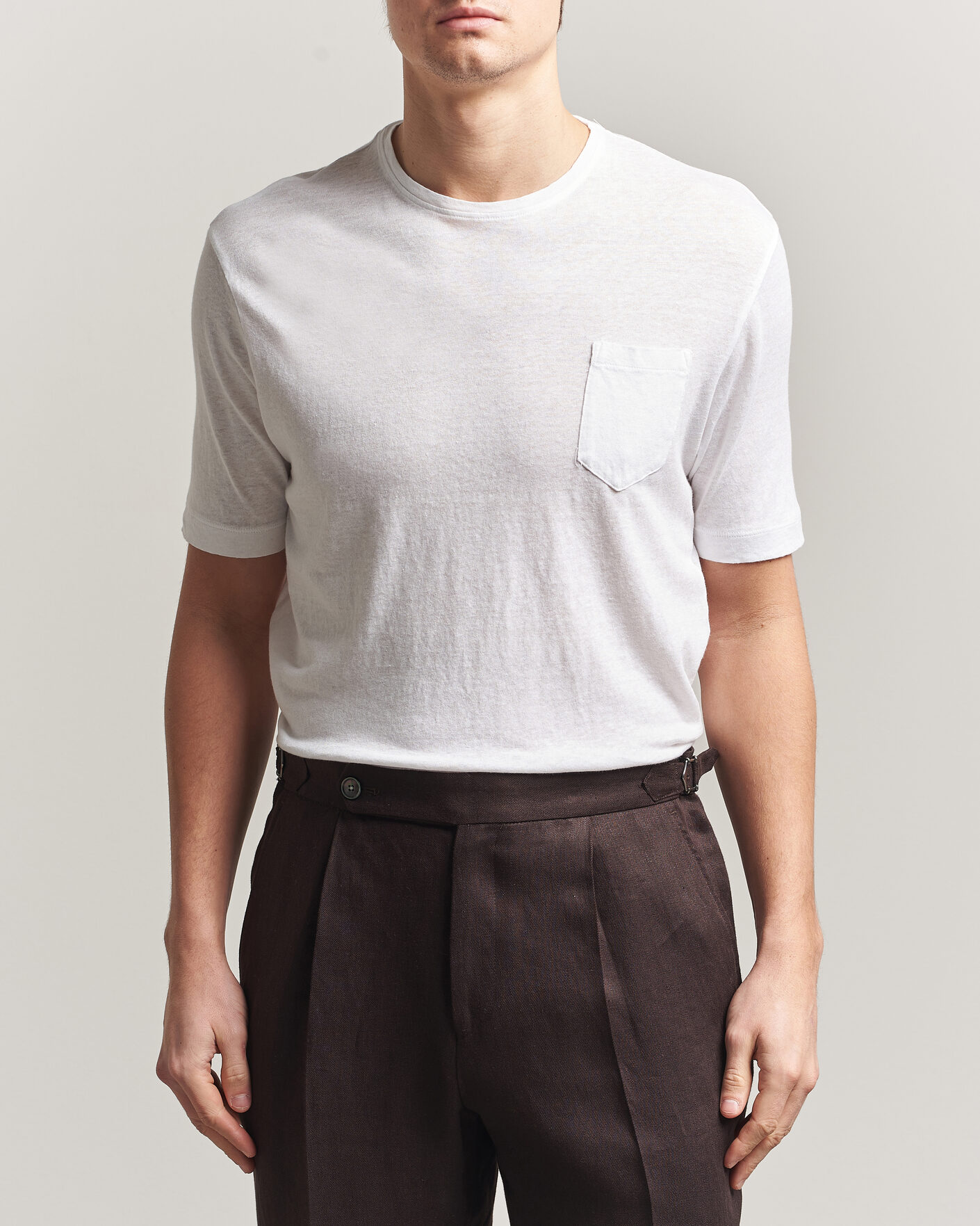 Herren | T-Shirts | Massimo Alba | Panarea Cotton/Linen T-Shirt White