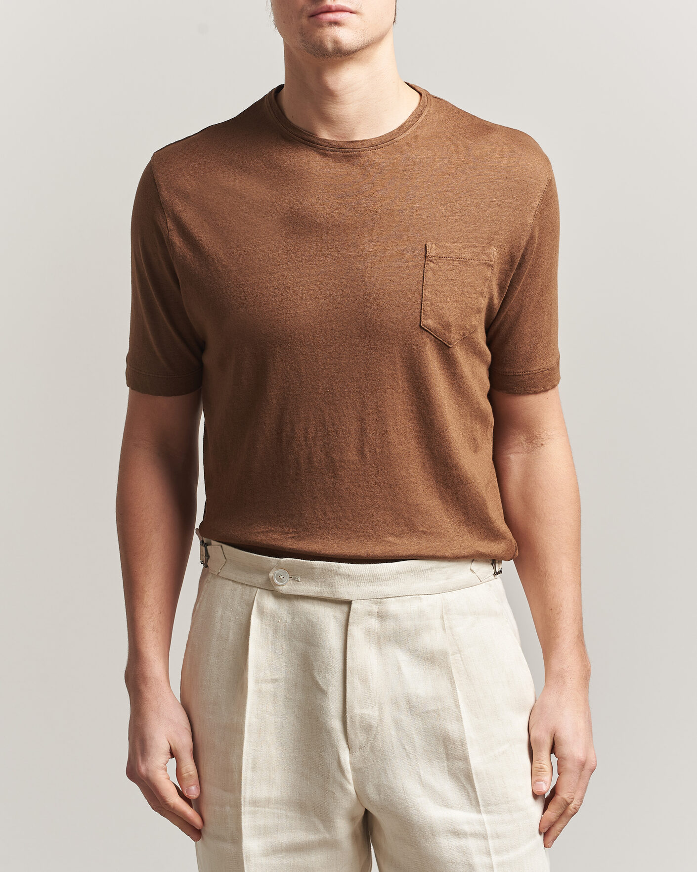 Herren | T-Shirts | Massimo Alba | Panarea Cotton/Linen T-Shirt Wood