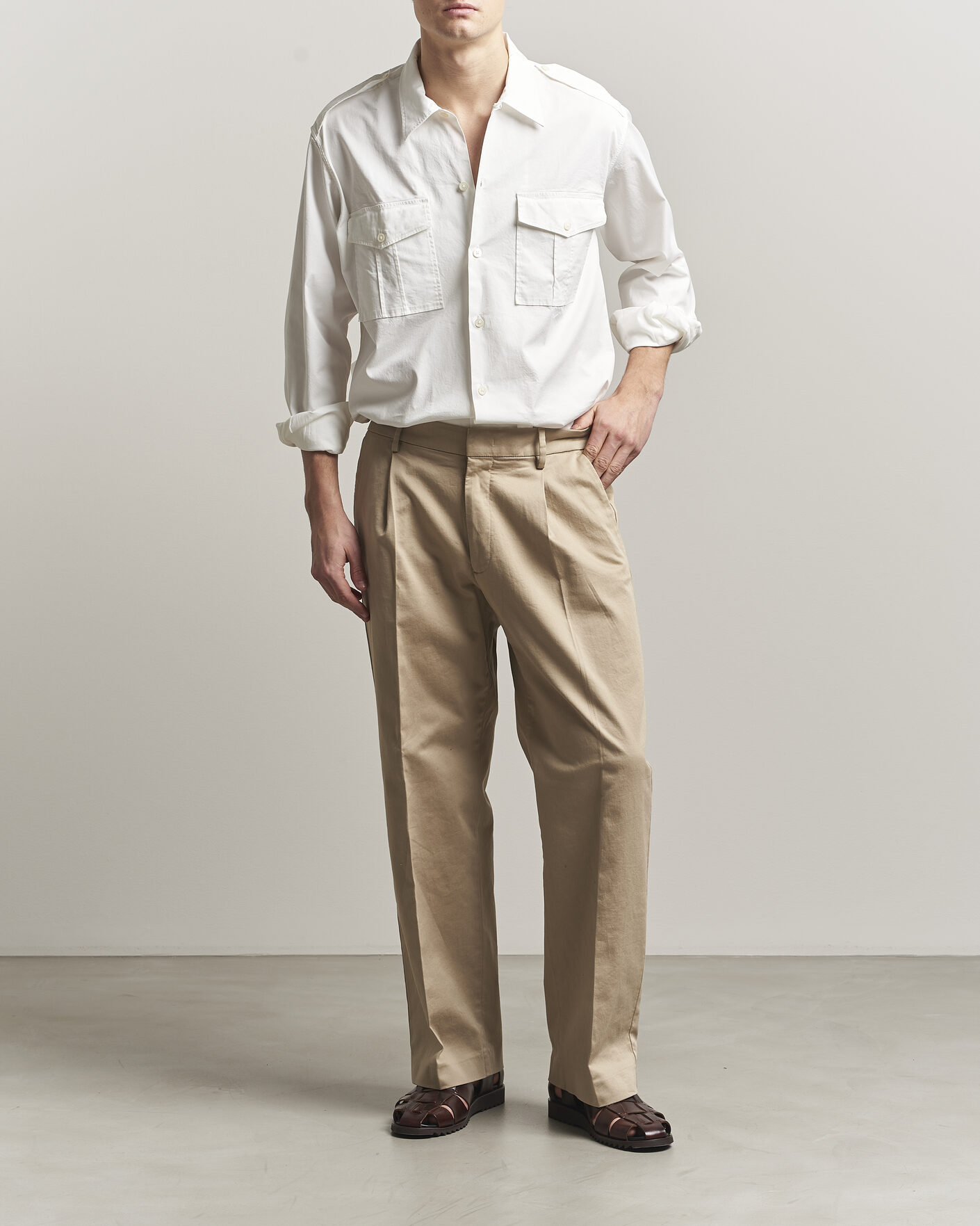 Herren | Hemden | Massimo Alba | Army Double Pocket Shirt White
