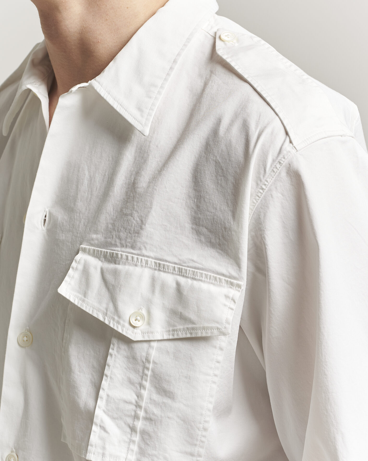 Herren | Hemden | Massimo Alba | Army Double Pocket Shirt White