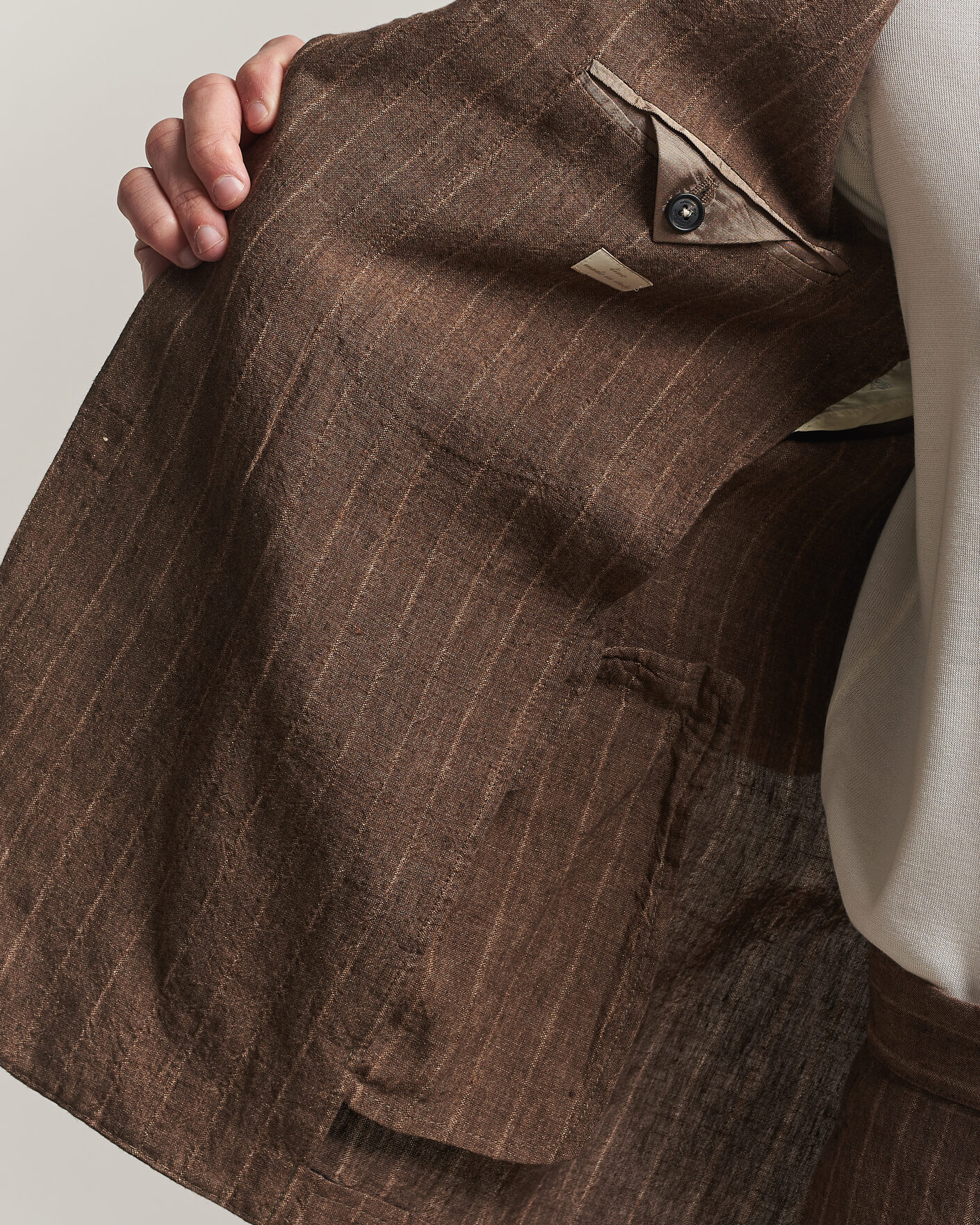 Herren | Anzüge | Massimo Alba | Sloop Linen Suit Brown Pinstripe