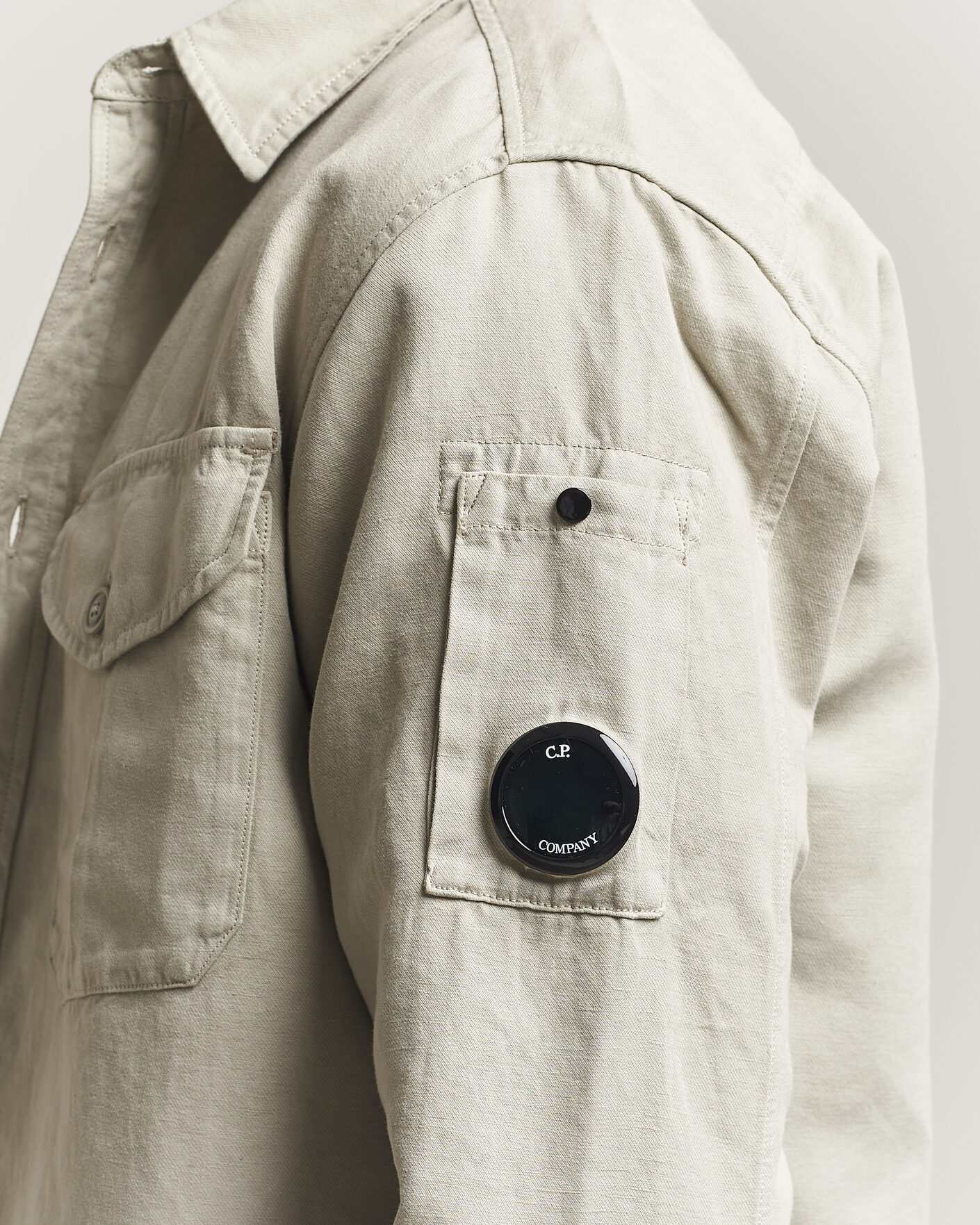Herren | Hemden | C.P. Company | Cotton/Linen Pocket Shirt Light Grey