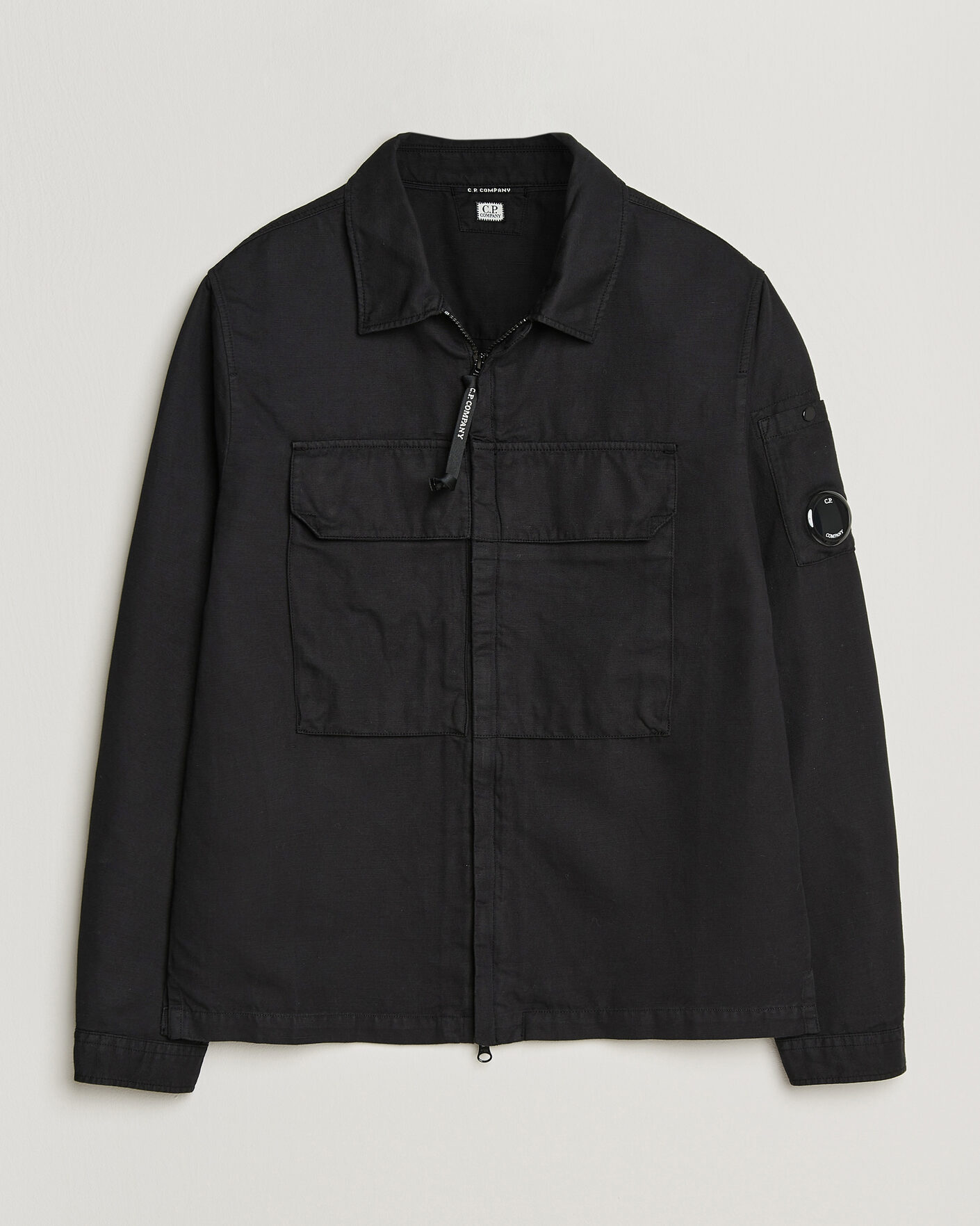 Herren | Hemden | C.P. Company | Cotton/Linen Zip Overshirt Black