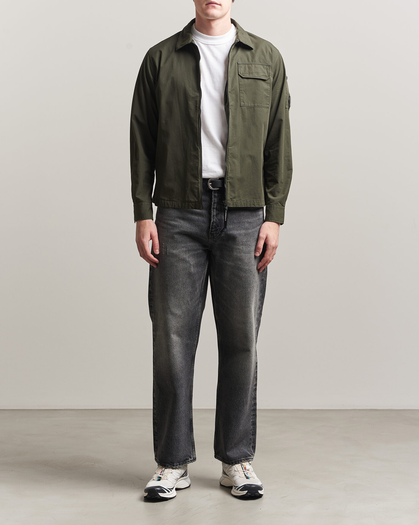 Herren | Hemden | C.P. Company | Garment Dyed Gabardine Zip Overshirt Dark Green
