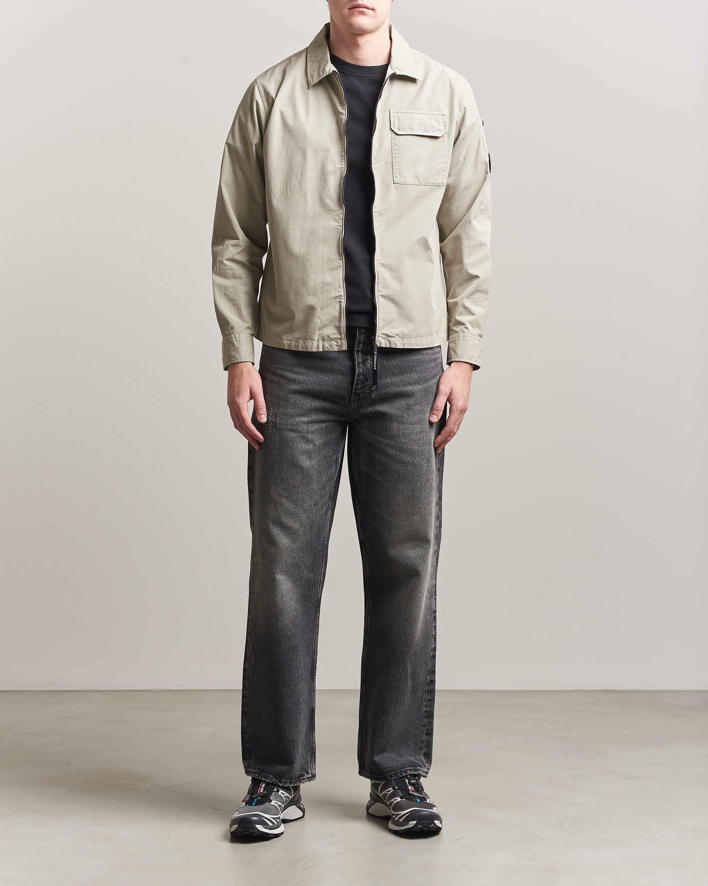 Herren | Hemden | C.P. Company | Garment Dyed Gabardine Zip Overshirt Light Grey