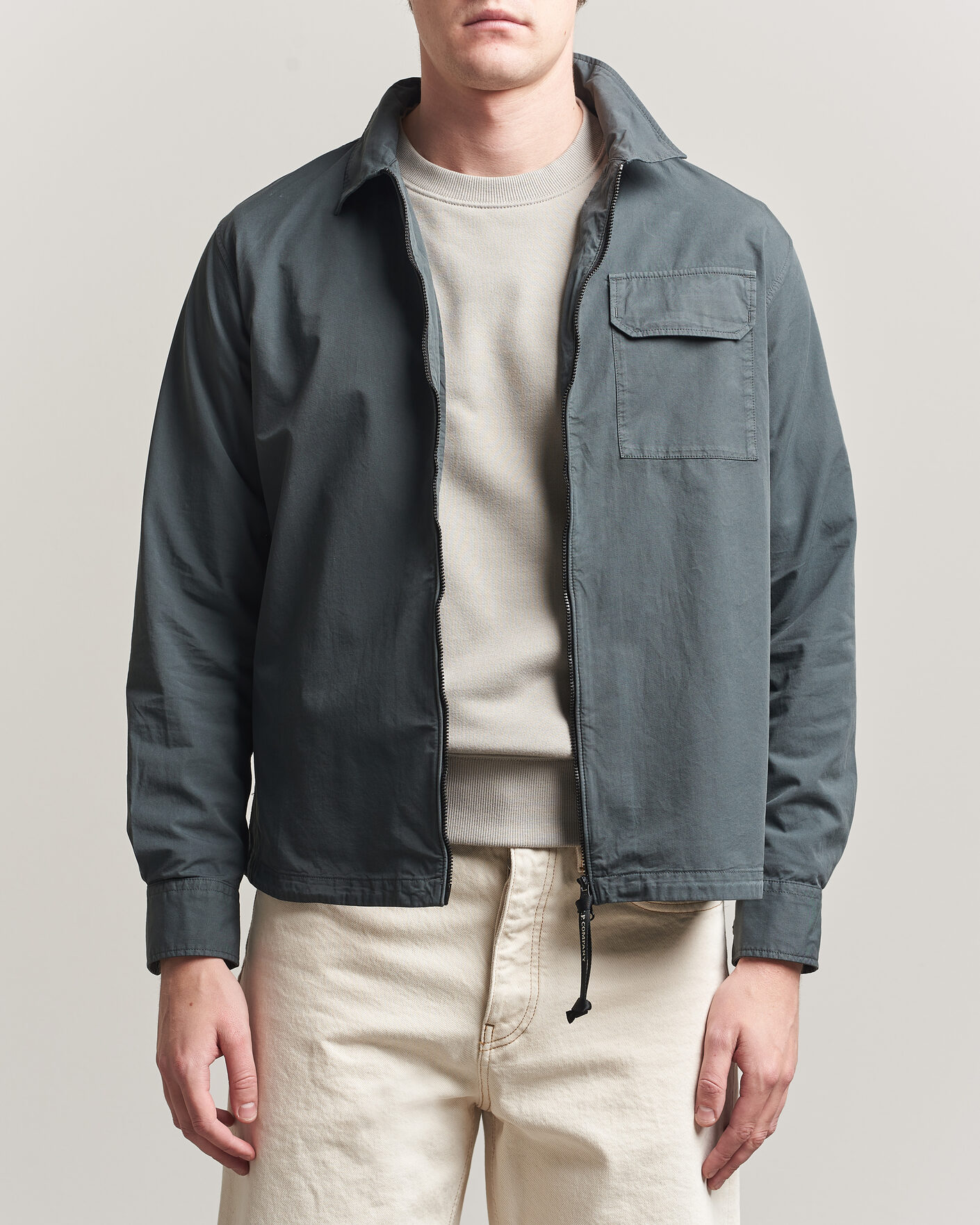 Herren | Hemden | C.P. Company | Garment Dyed Gabardine Zip Overshirt Dark Grey