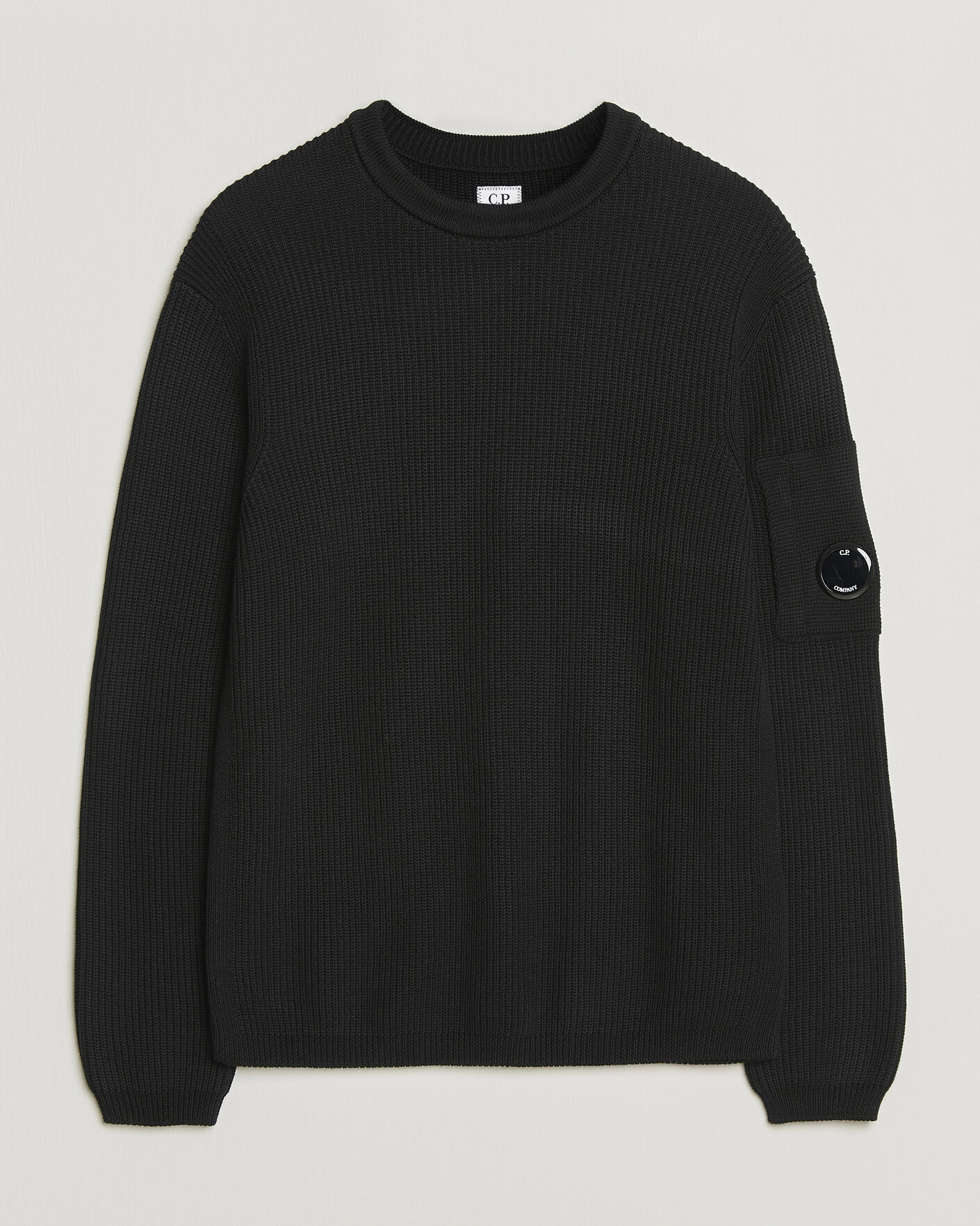 Herren | Pullover | C.P. Company | Sea Island Knitted Cotton Crewneck Black