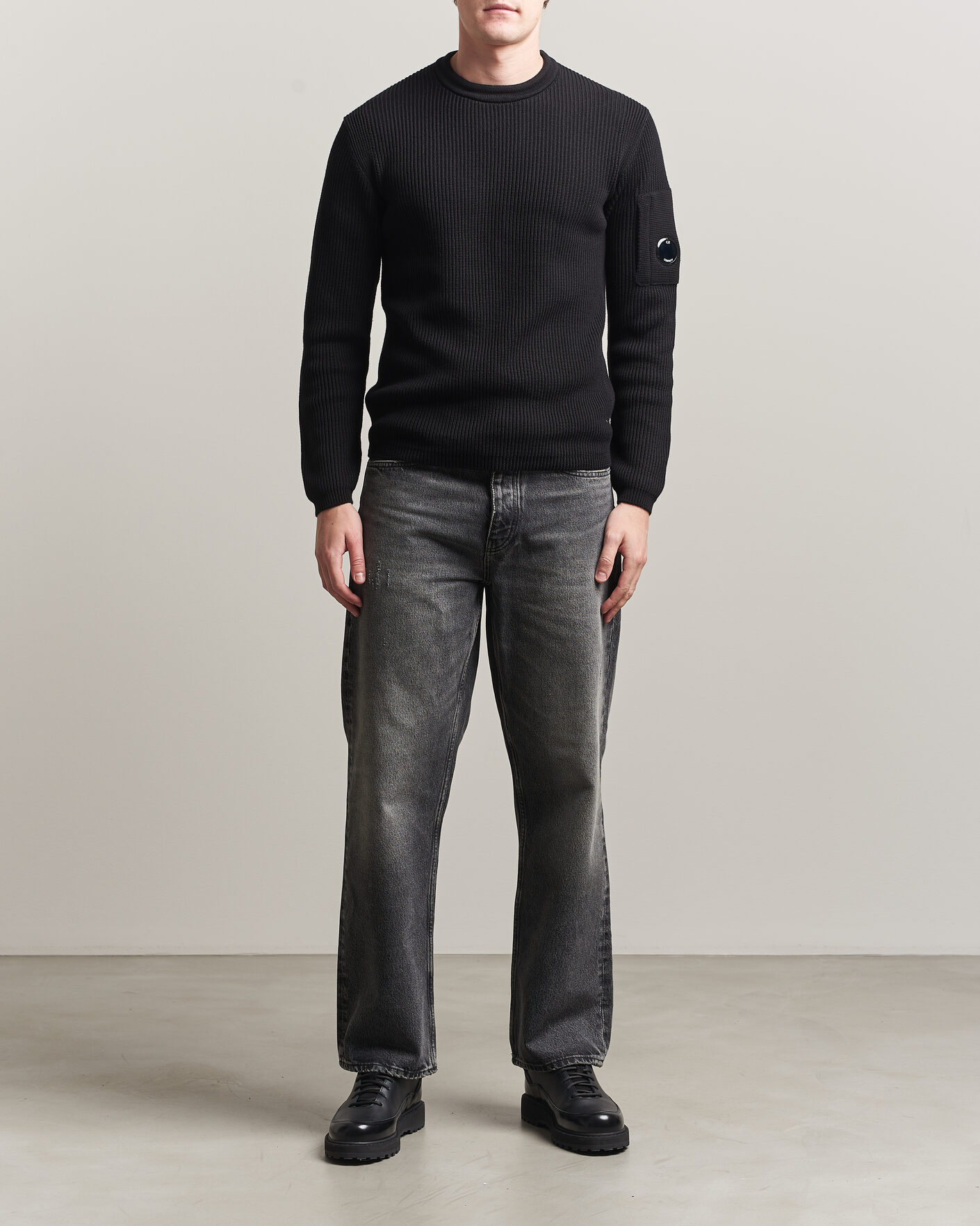Herren | Pullover | C.P. Company | Sea Island Knitted Cotton Crewneck Black