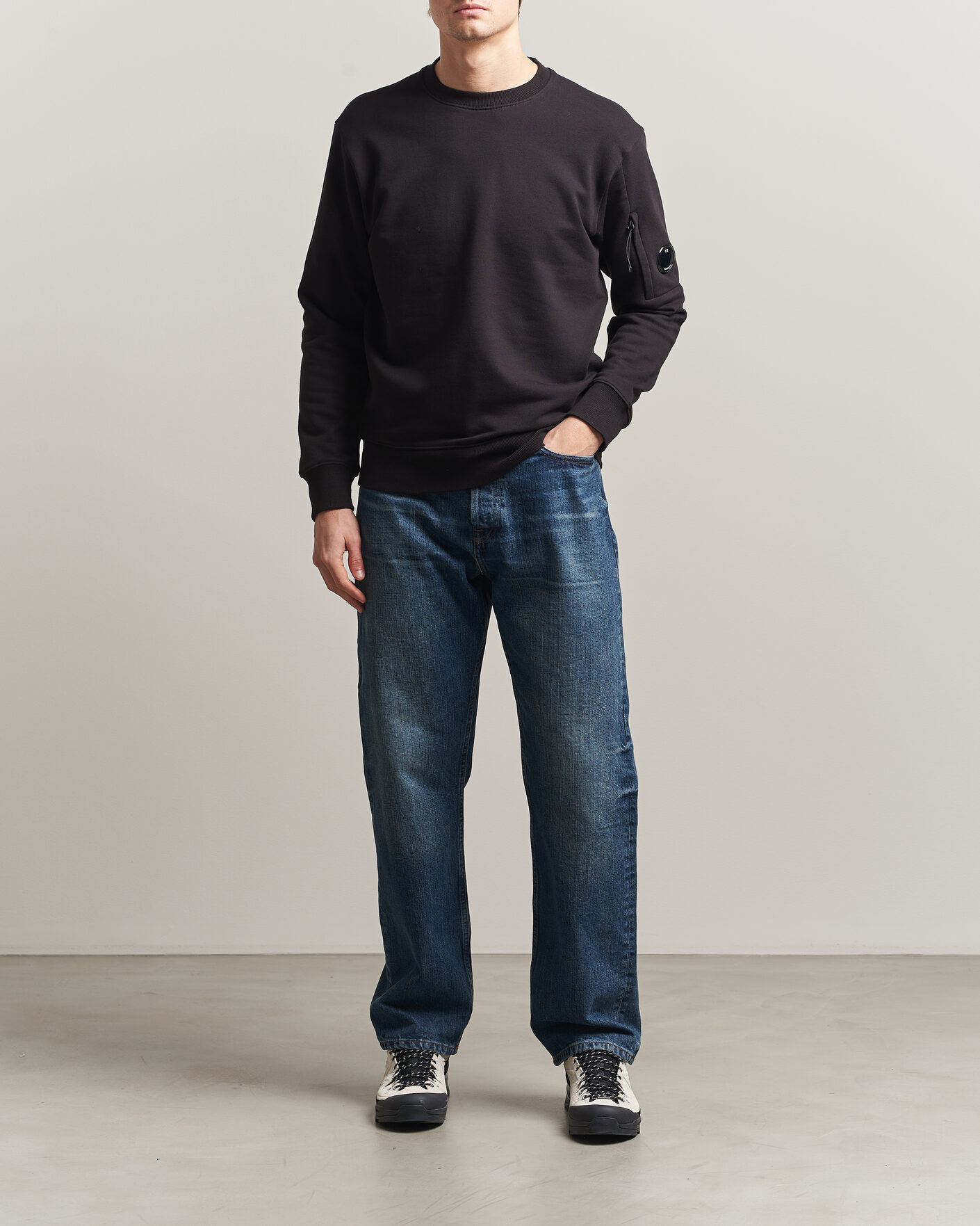 Herren | Pullover | C.P. Company | Diagonal Raised Fleece Lens Sweatshirt Black