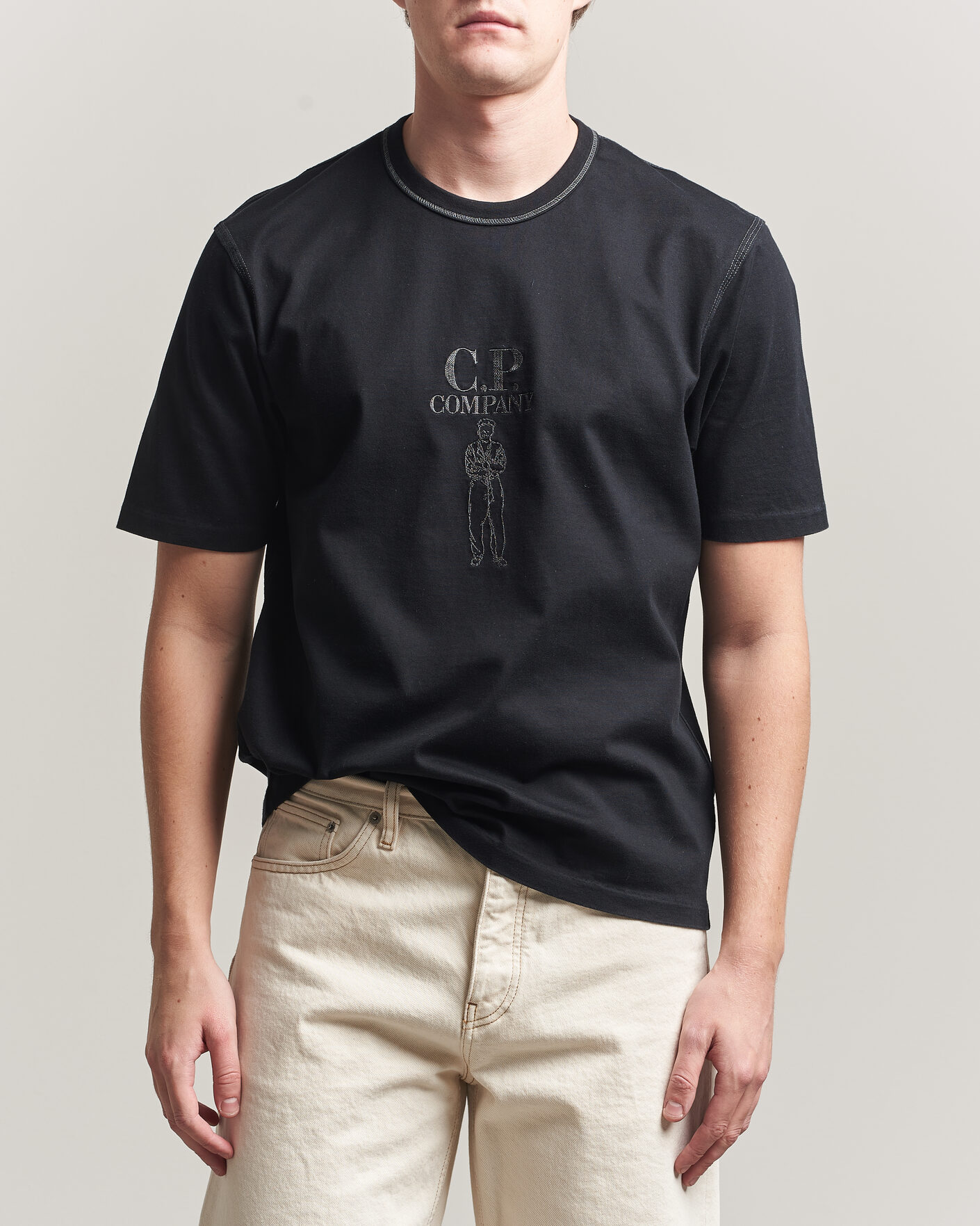 Herren | T-Shirts | C.P. Company | Mercerized Heavy Cotton Chest Logo T-Shirt Black