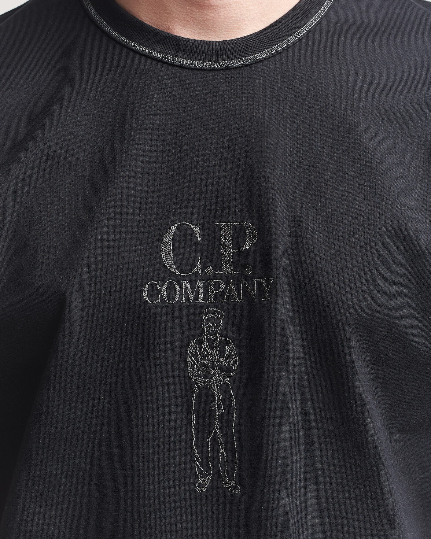 Herren | T-Shirts | C.P. Company | Mercerized Heavy Cotton Chest Logo T-Shirt Black