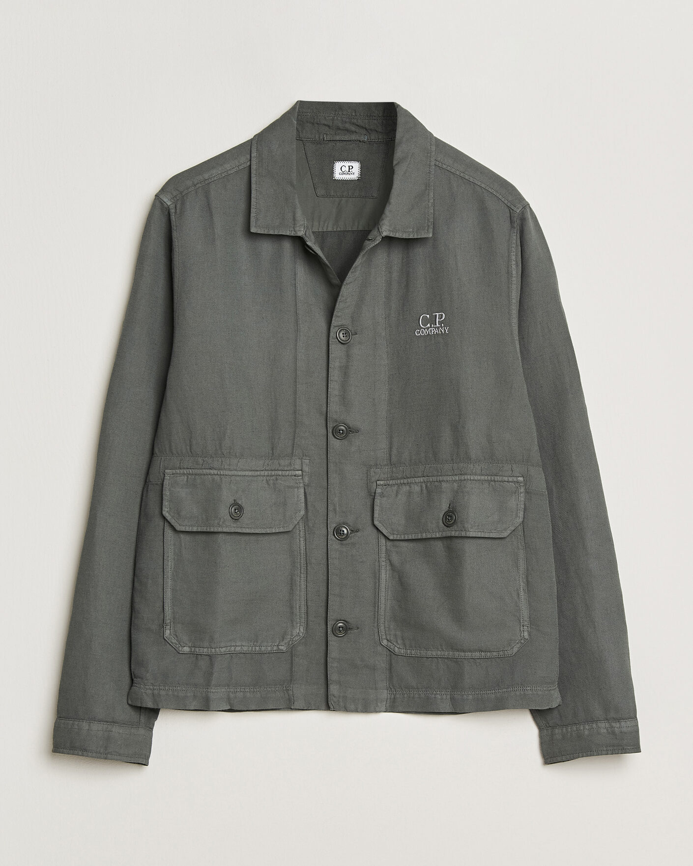 Herren | Hemden | C.P. Company | Broken Twill Linen/Cotton Overshirt Olive