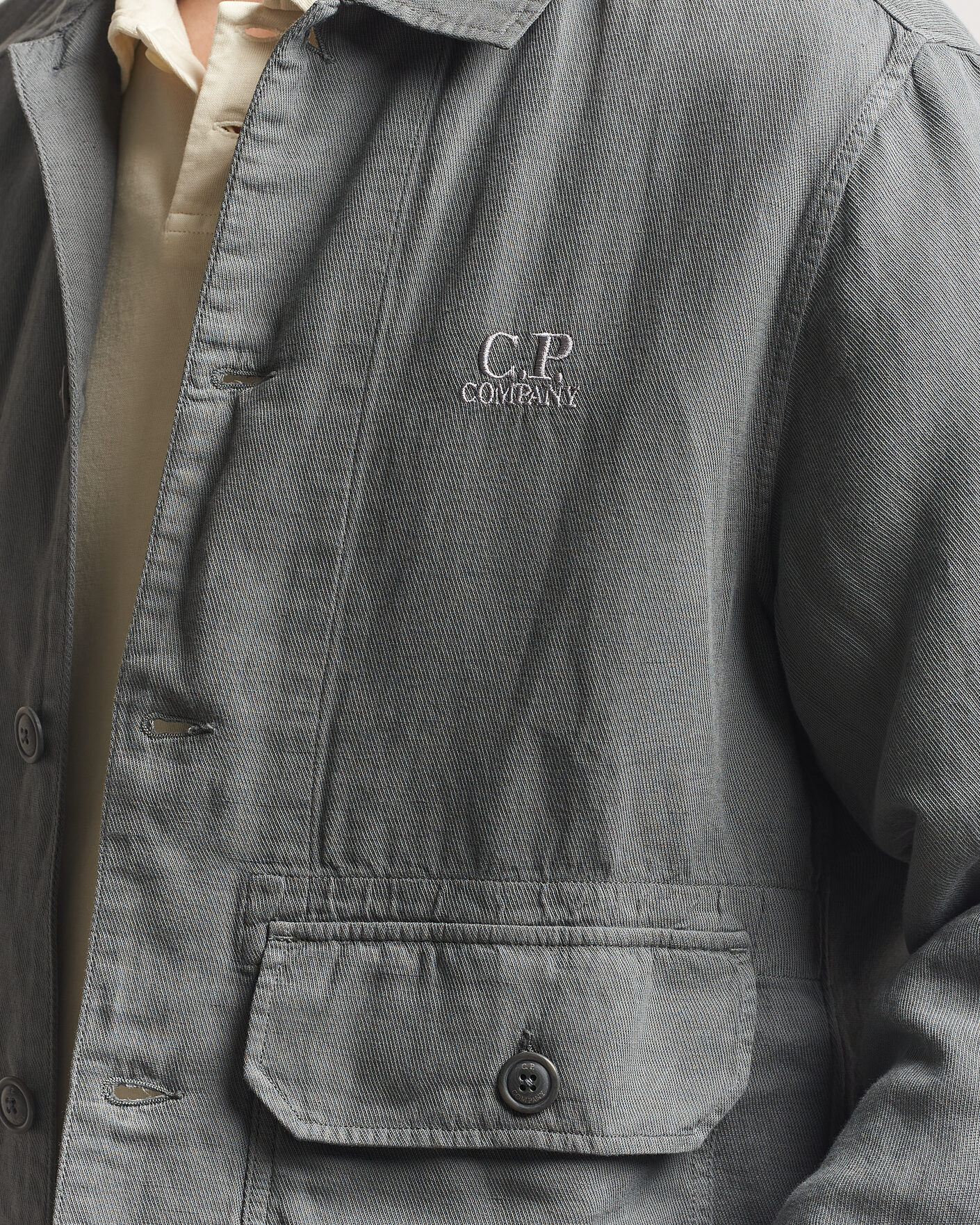 Herren | Hemden | C.P. Company | Broken Twill Linen/Cotton Overshirt Olive