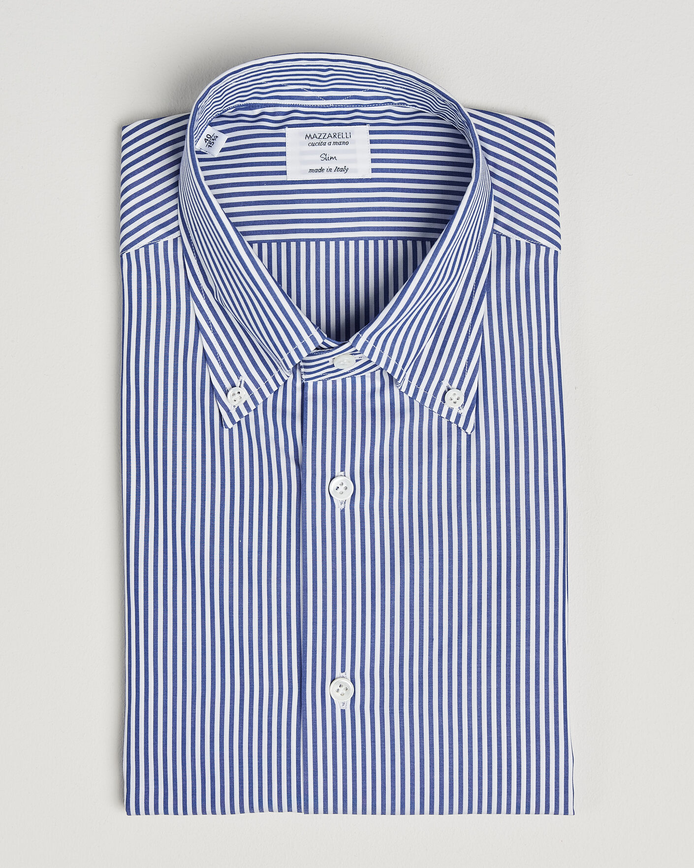 Herren | Hemden | Mazzarelli | Soft Cotton Button Down Shirt Blue Stripe