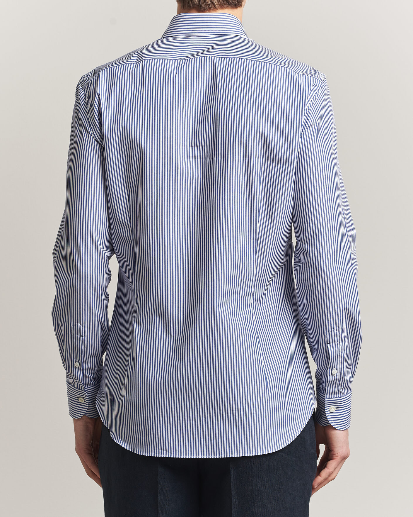 Herren | Hemden | Mazzarelli | Soft Cotton Button Down Shirt Blue Stripe