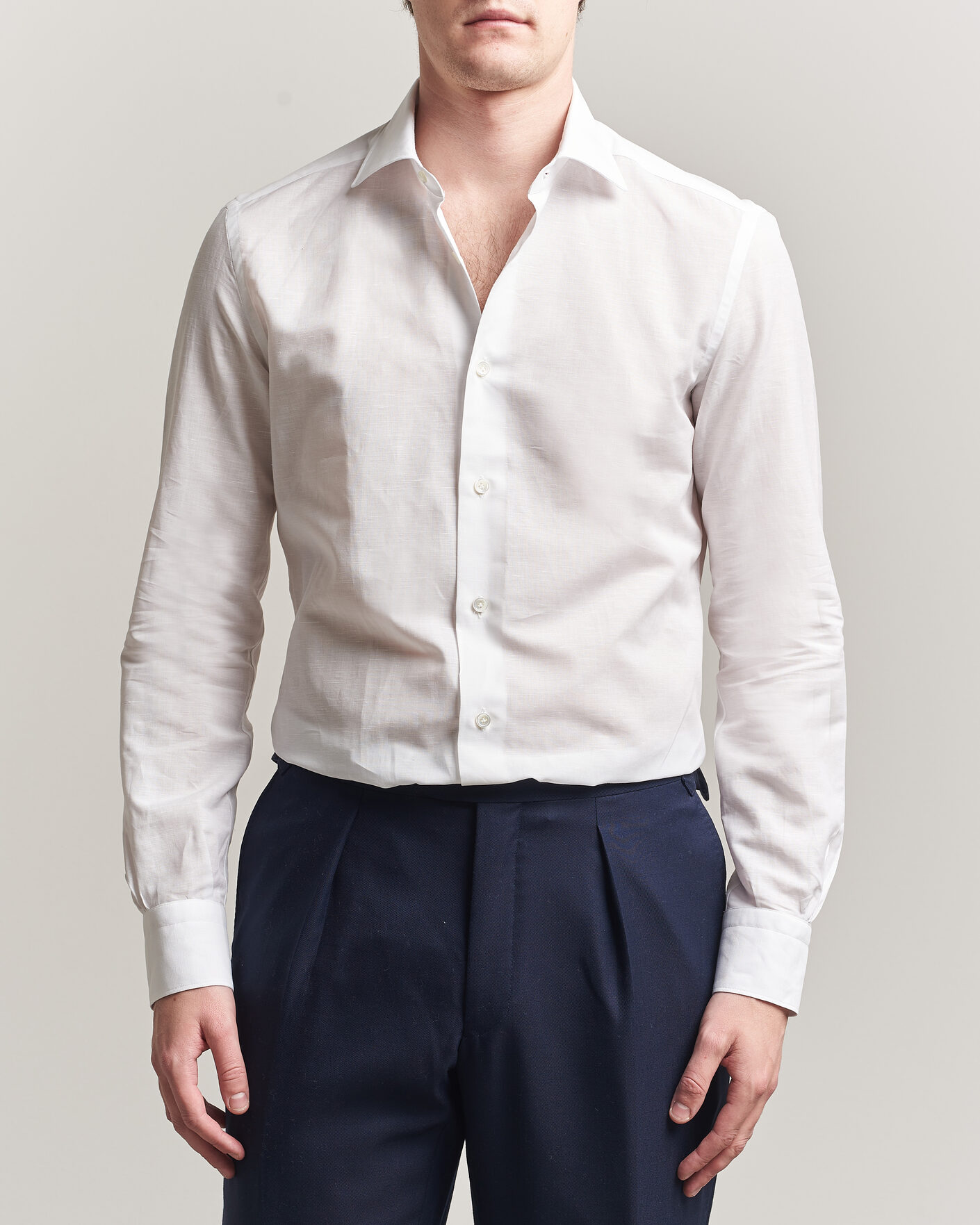 Herren | Hemden | Mazzarelli | Soft Cotton/Linen Shirt White