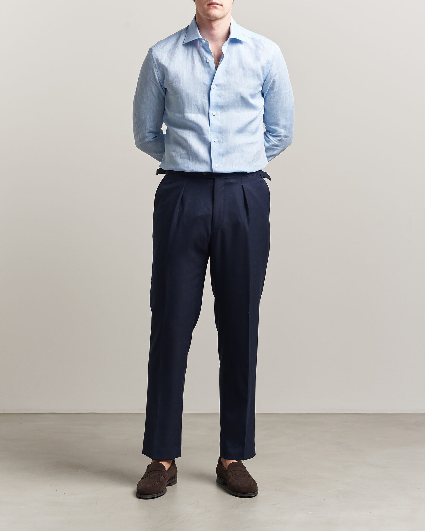 Herren | Hemden | Mazzarelli | Soft Linen Shirt Light Blue