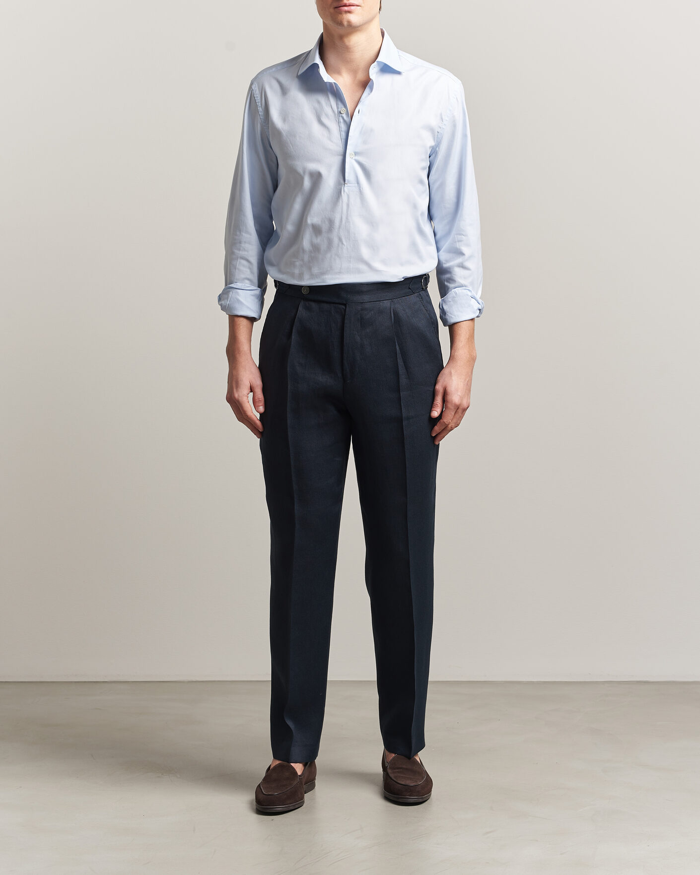 Herren | Hemden | Mazzarelli | Soft Oxford Popover Shirt Light Blue