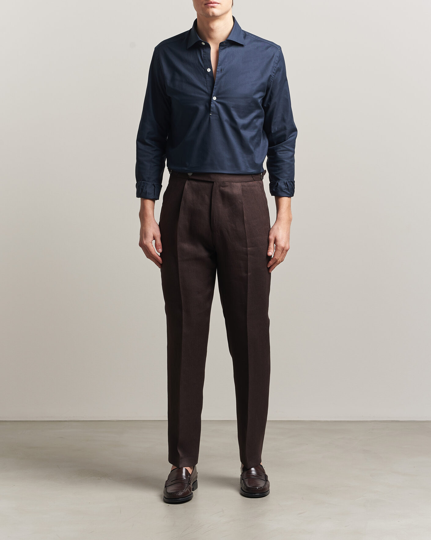 Herren | Hemden | Mazzarelli | Soft Oxford Popover Shirt Navy