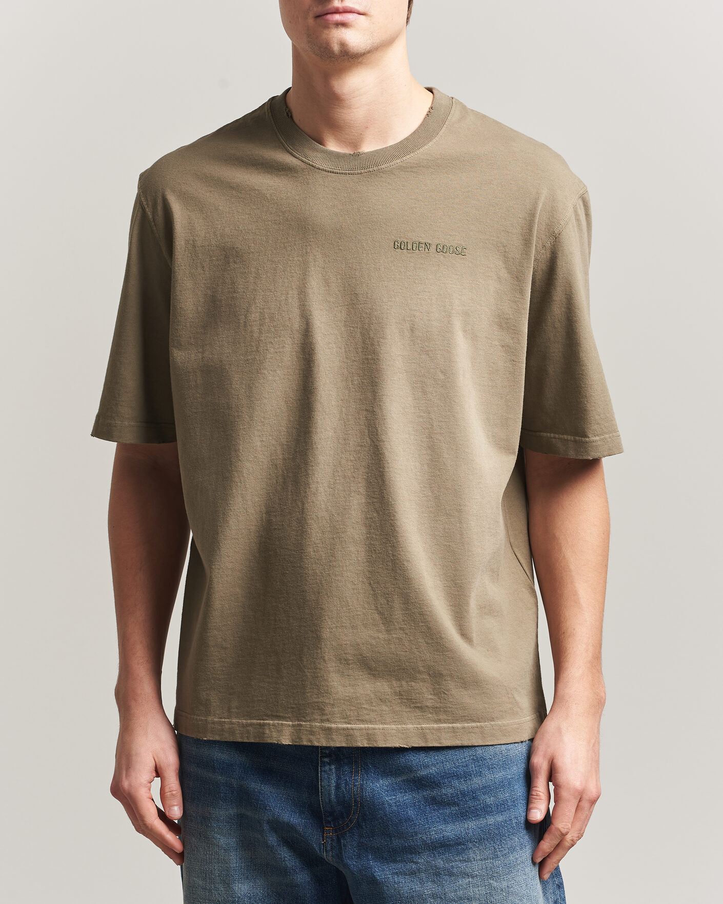 Herren | T-Shirts | Golden Goose | Journey Dyed Cotton T-Shirt Washed Beige