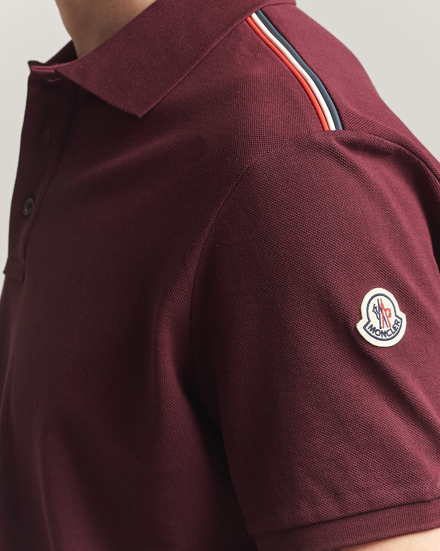 Herren | Poloshirts | Moncler | Tricolore Shoulder Polo Burgundy