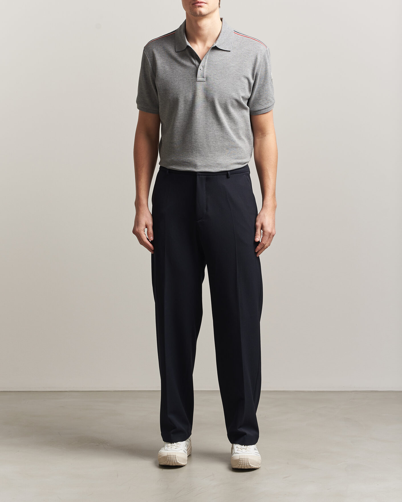 Herren | Poloshirts | Moncler | Tricolore Shoulder Polo Light Grey